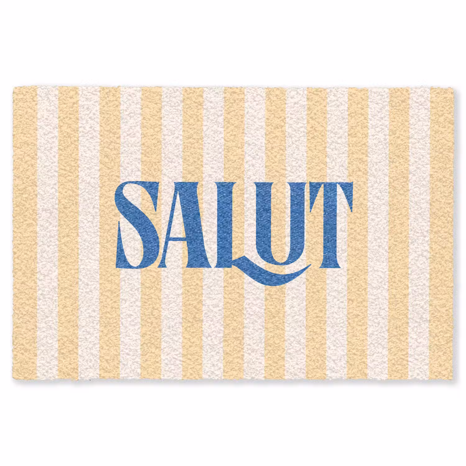 Salut - Quote - Strepen - Geel - Blauw - Wit Vloerkleed Rechthoek klein -3d