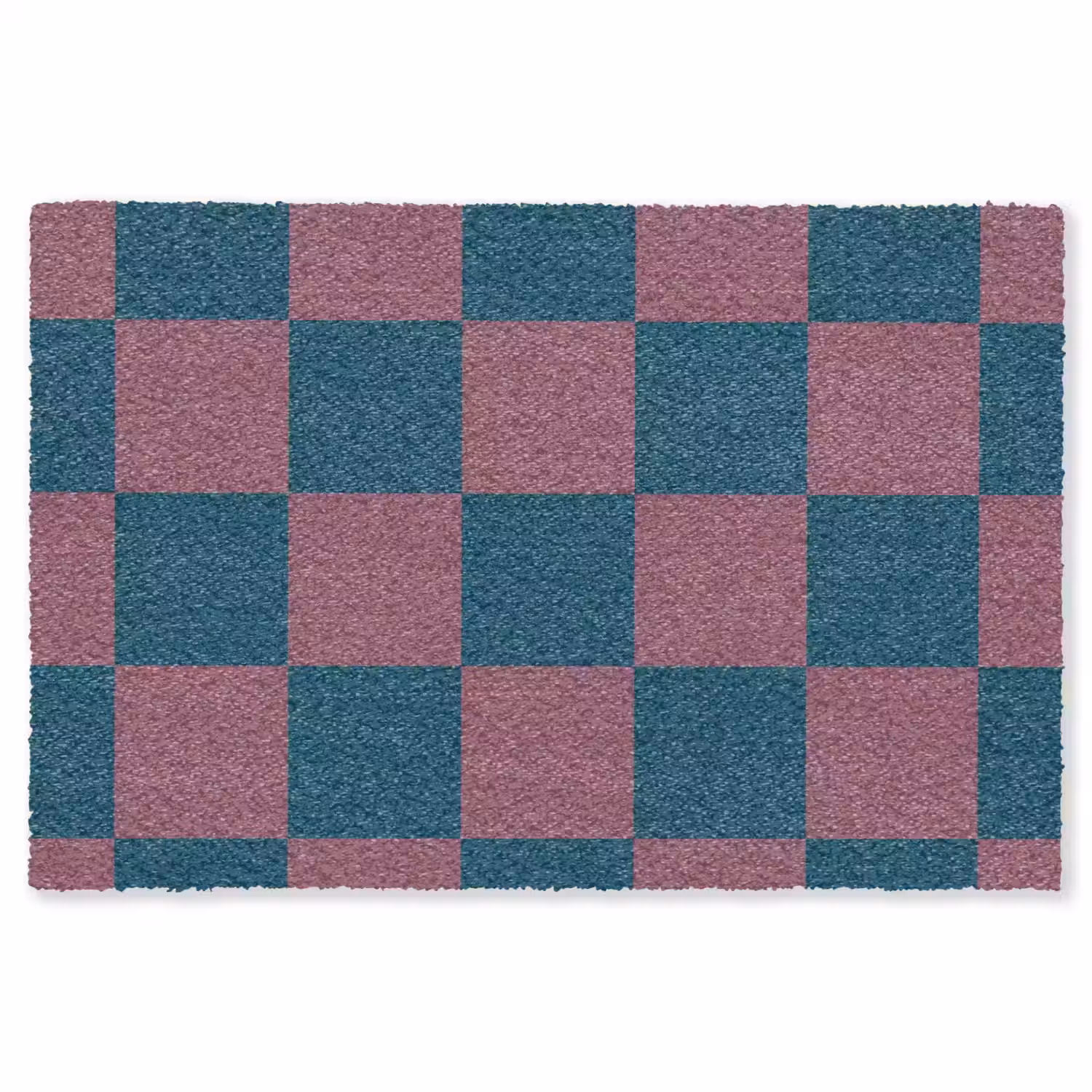 Schaakbord print - Blauw - Rood - Blokjes Vloerkleed Rechthoek klein -3d