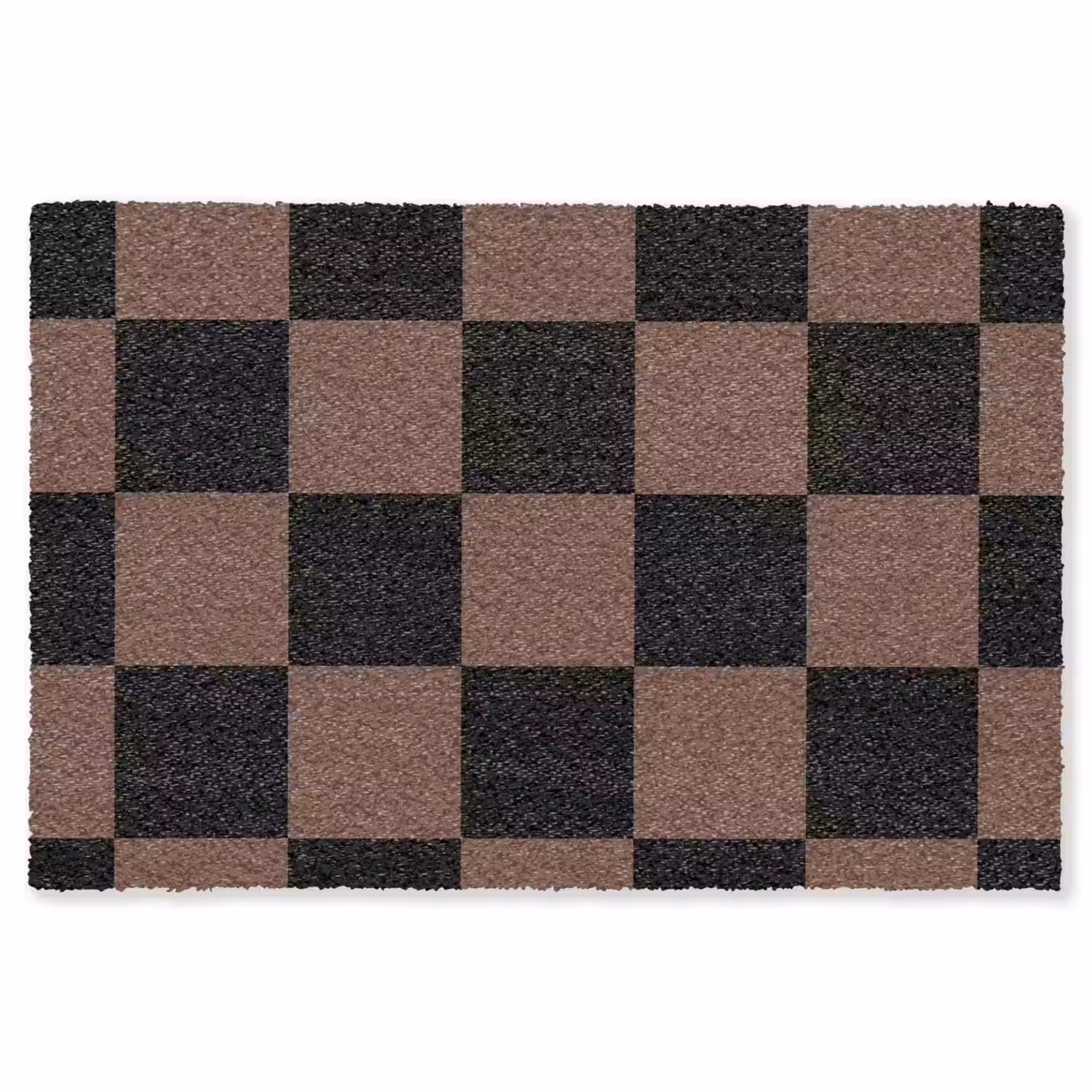 Schaakbord print - Bruin - Zwart - Blokjes Vloerkleed Rechthoek klein -3d