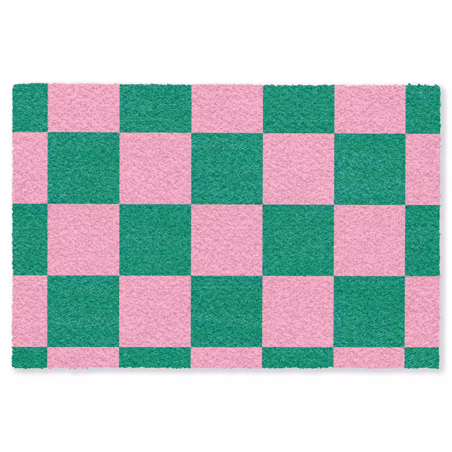 Schaakbord patroon - Groen - Roze - Blokjes Vloerkleed Rechthoek klein -3d