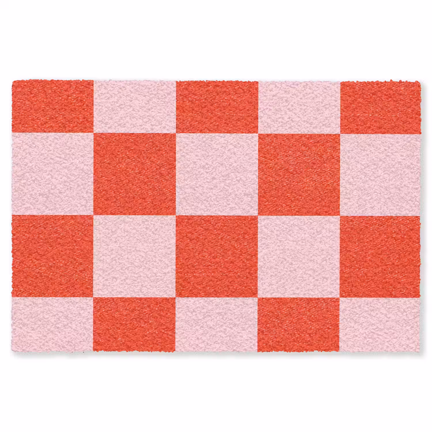 Schaakbord patroon - Rood - Roze - Blokjes Vloerkleed Rechthoek klein -3d