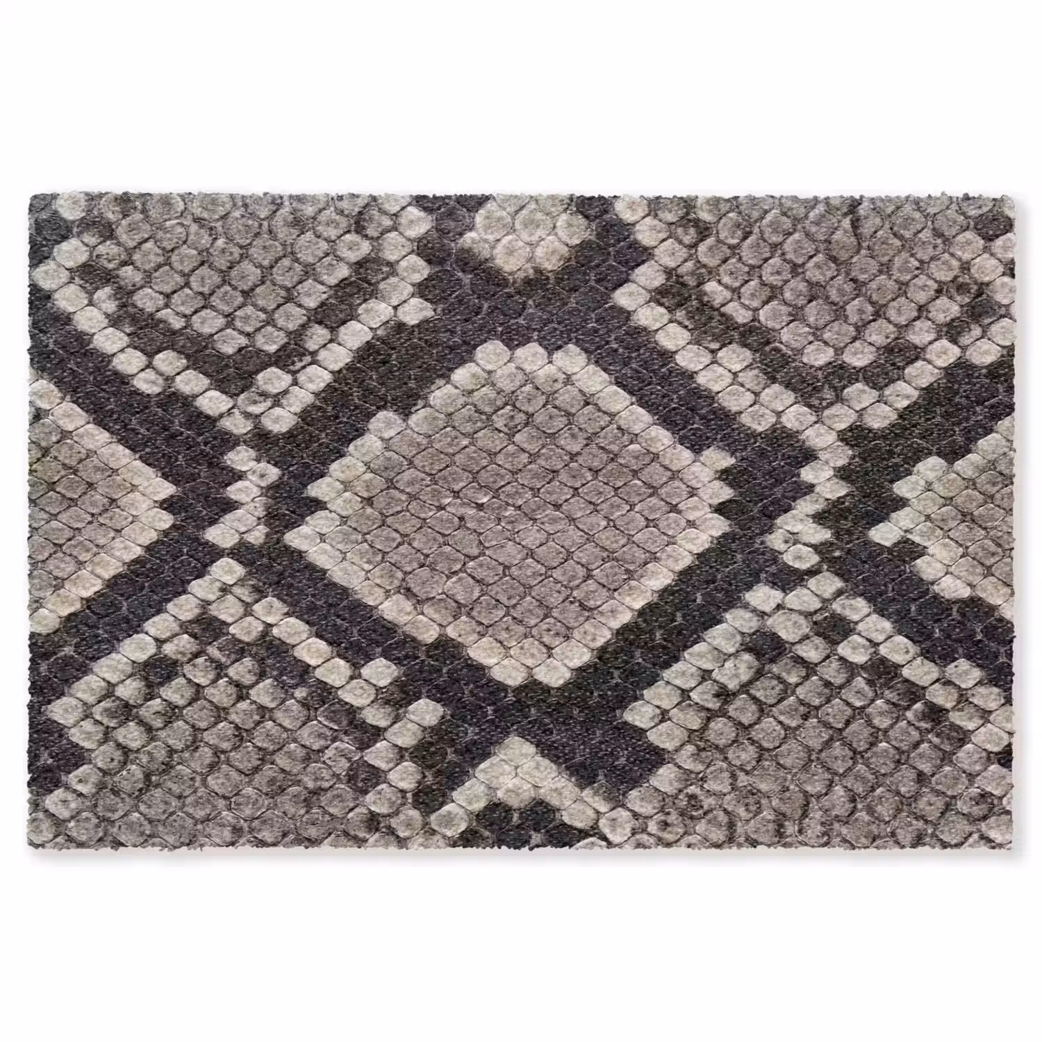 Slangenleer - Patroon - Beige Vloerkleed Rechthoek klein -3d