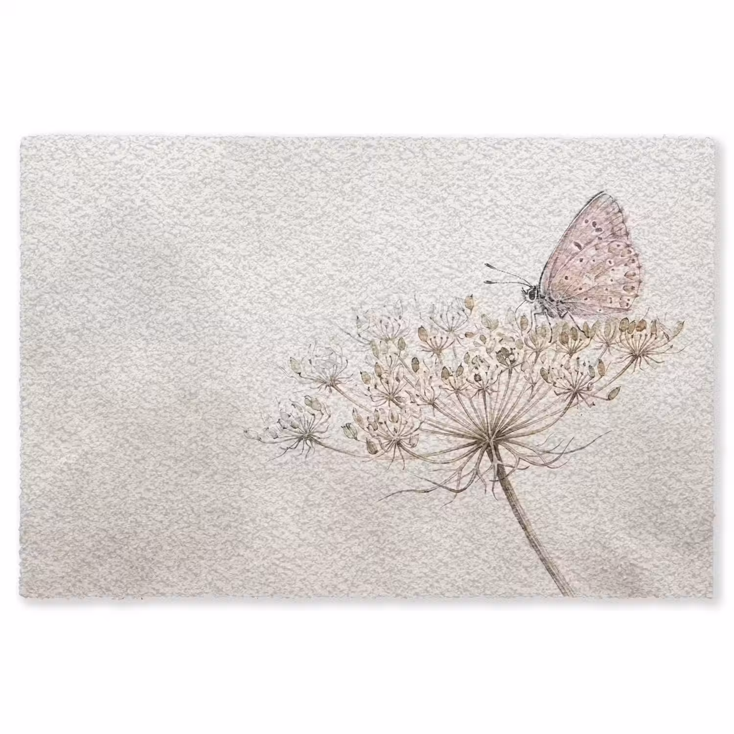 Vlinder - Bloem -Natuur - Beige Vloerkleed Rechthoek klein -3d