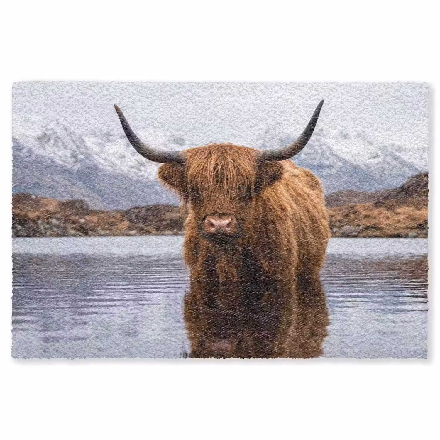 Schotse hooglander - Bruin - Water Vloerkleed Rechthoek klein -3d