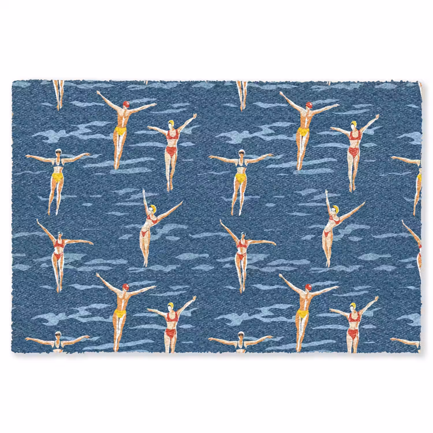 Zwemsters- Retro - Blauw Vloerkleed Rechthoek klein 1091 -3d