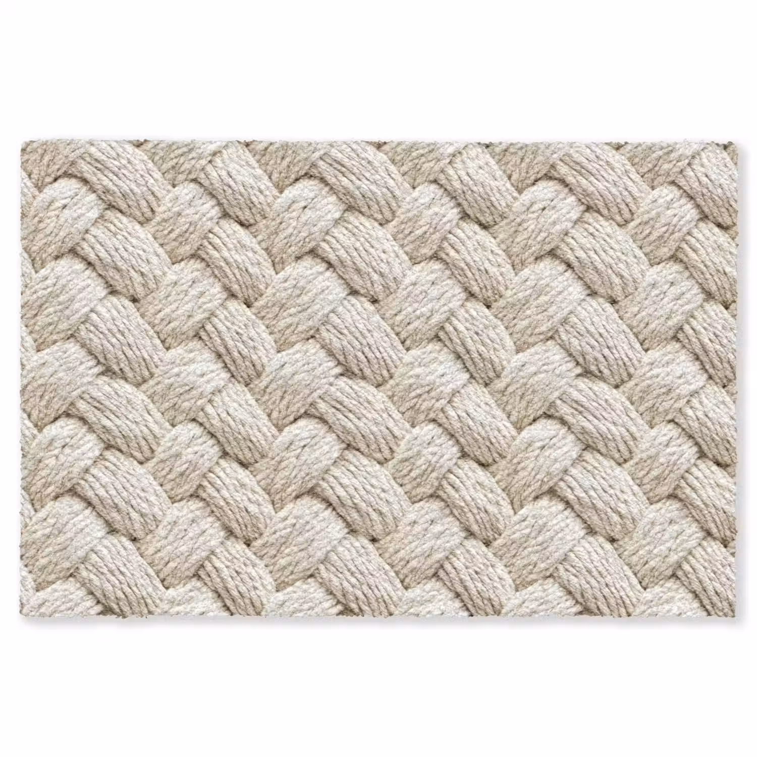 Touw - Gebreid - Beige Vloerkleed Rechthoek klein 1091 -3d