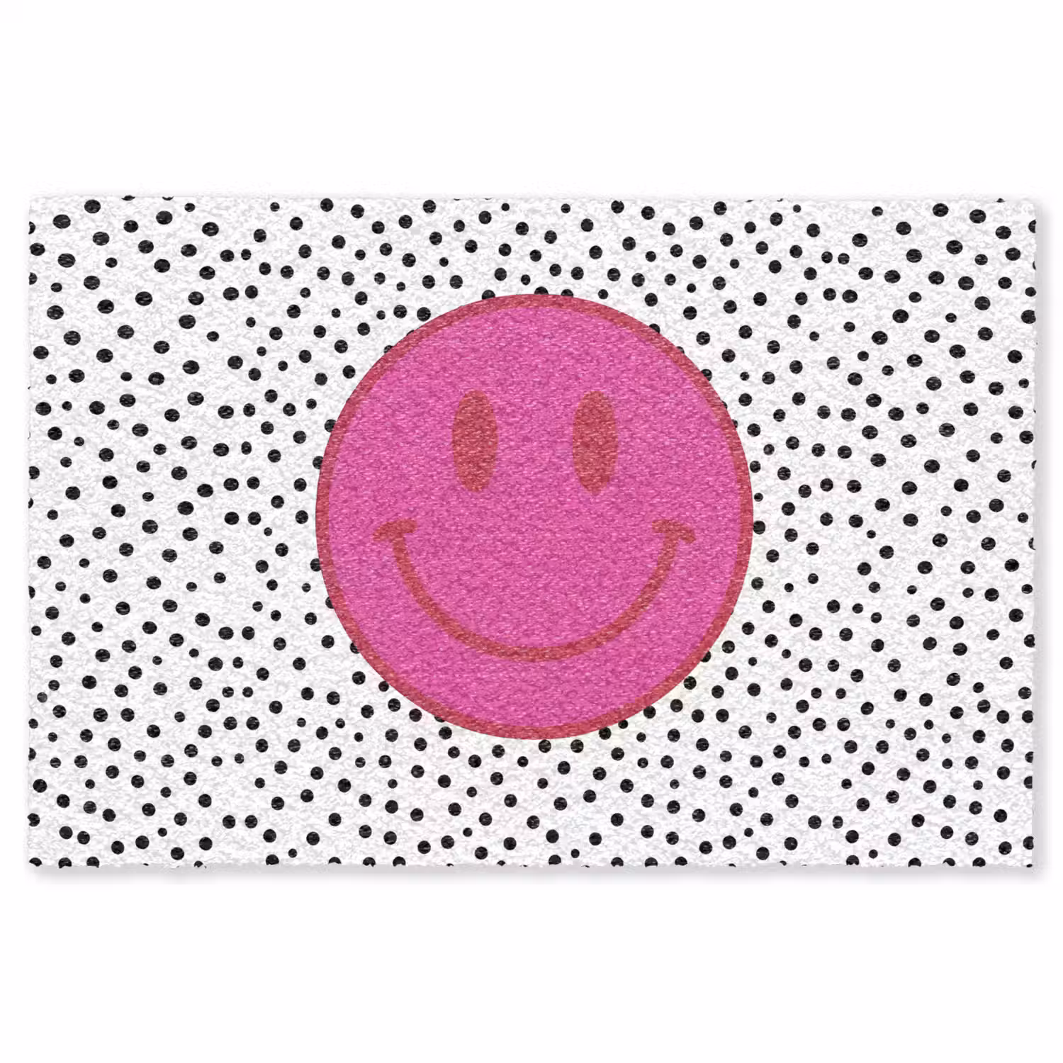 Smiley - Roze - Stippen Vloerkleed Rechthoek klein -3d