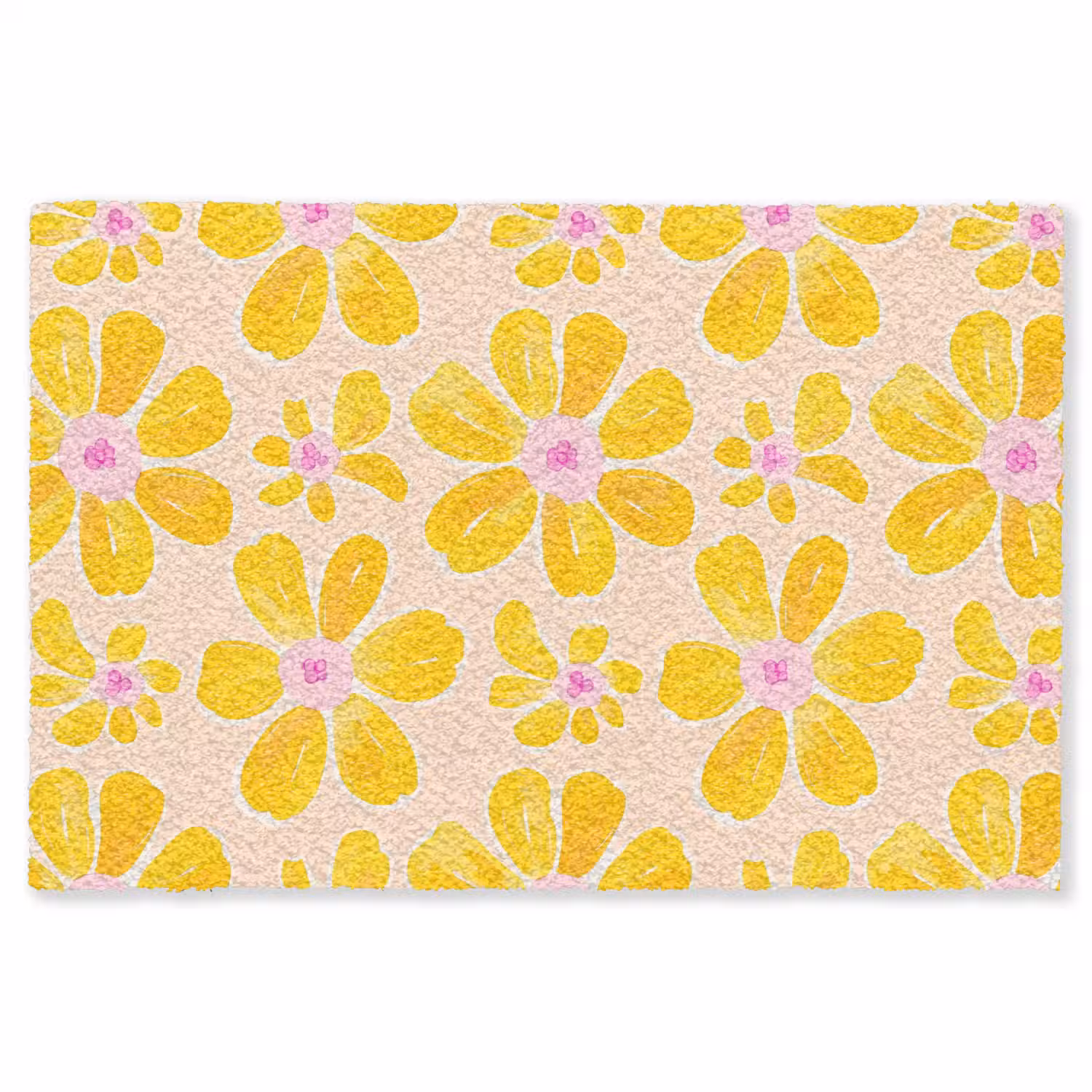 Zomers - Bloemen - Geel Vloerkleed Rechthoek klein 1091 -3d