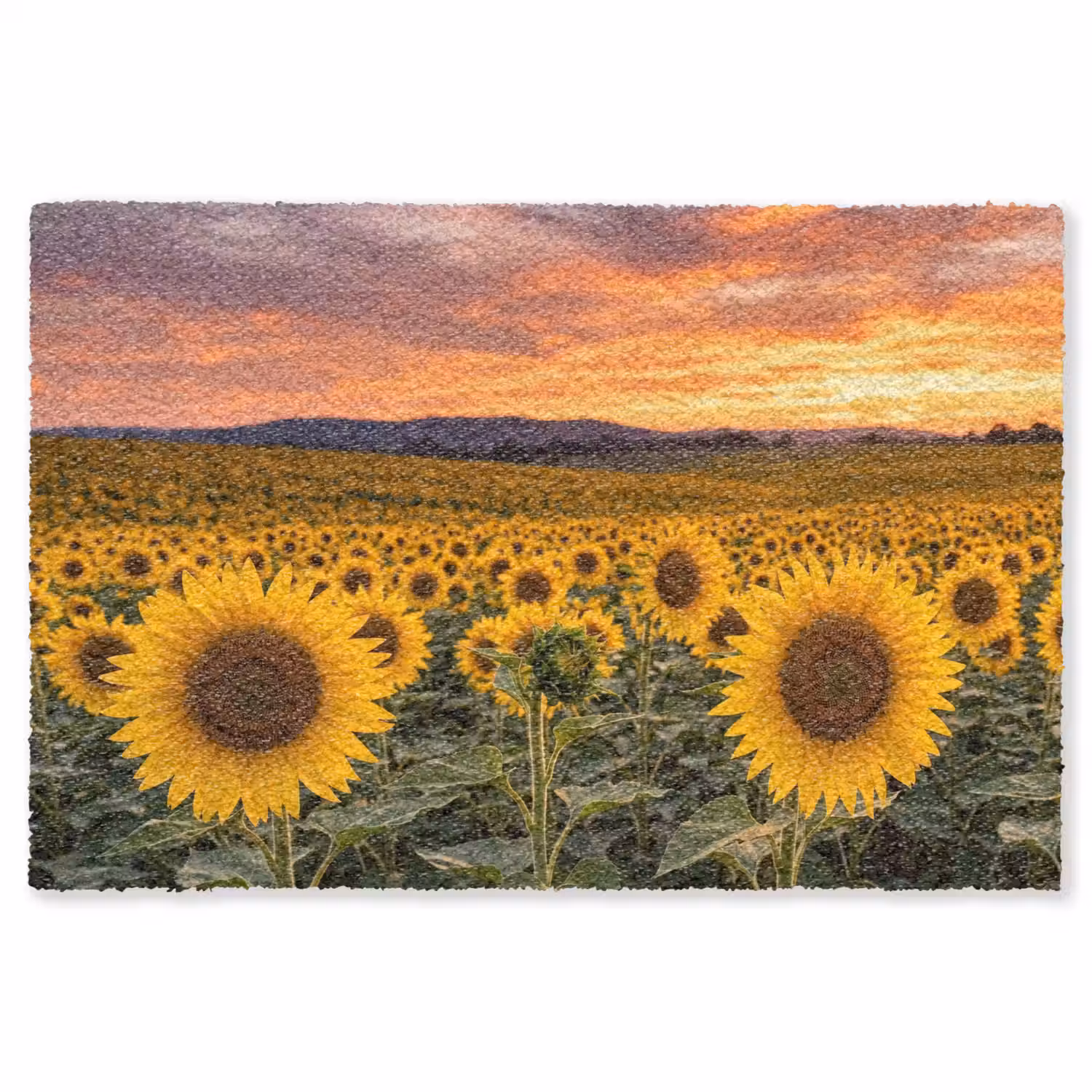 Zonnebloemen - Heuvellandschap - Geel Vloerkleed Rechthoek klein -3d