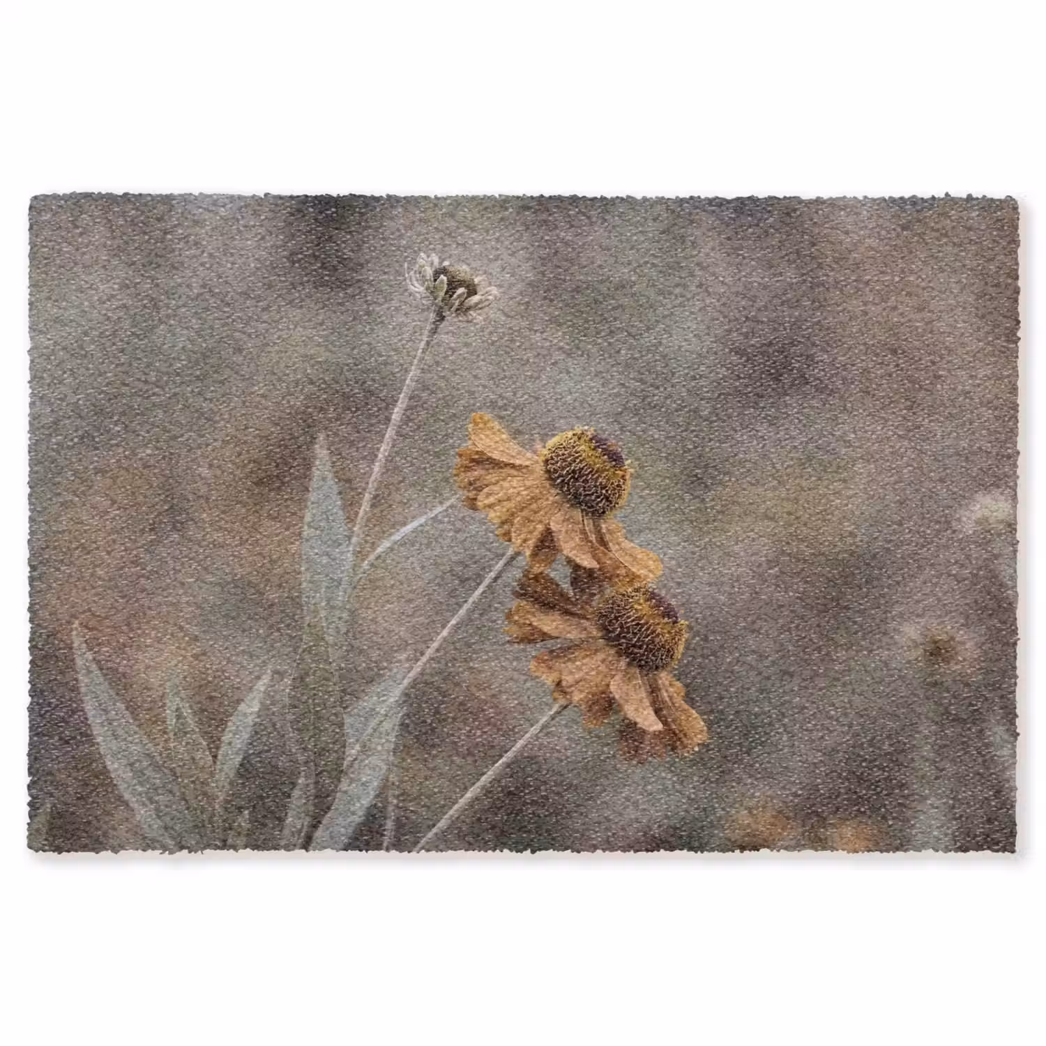 Zonnehoed - Droogbloemen - Geel - Warm Vloerkleed Rechthoek klein -3d