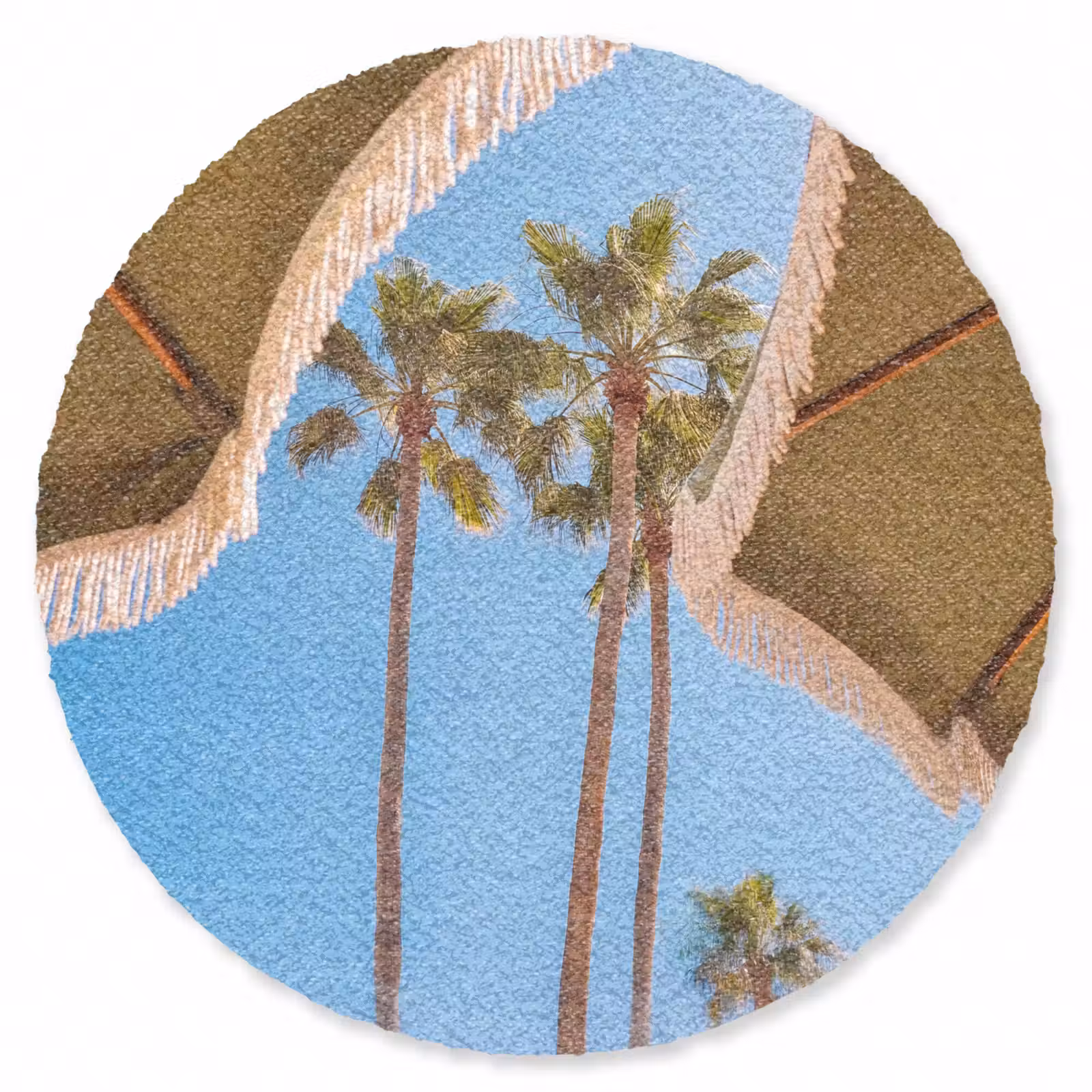 Teppich - Sonnenschirm – Grün – Fransen – Sommer – Tropisch - Parasol - Groen - Franjes - Zomer - Tropisch Vloerkleed Rond klein