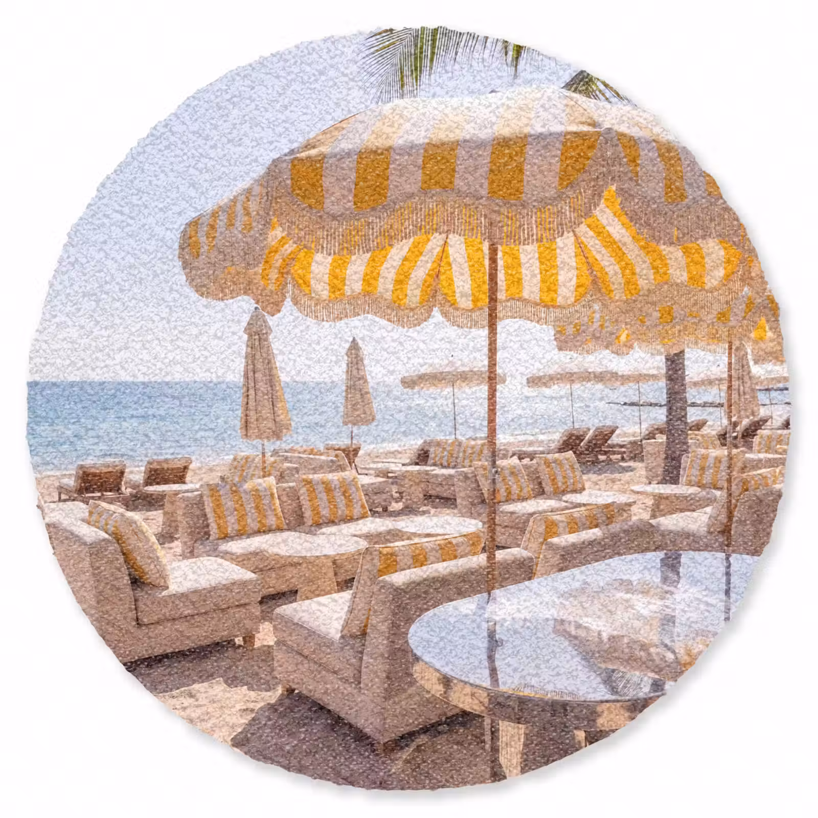 Teppich - Strand – Liegestühle – Urlaub – Modern – Gelb - Strand - Ligbedden - Vakantie - Modern - Geel Vloerkleed Rond klein