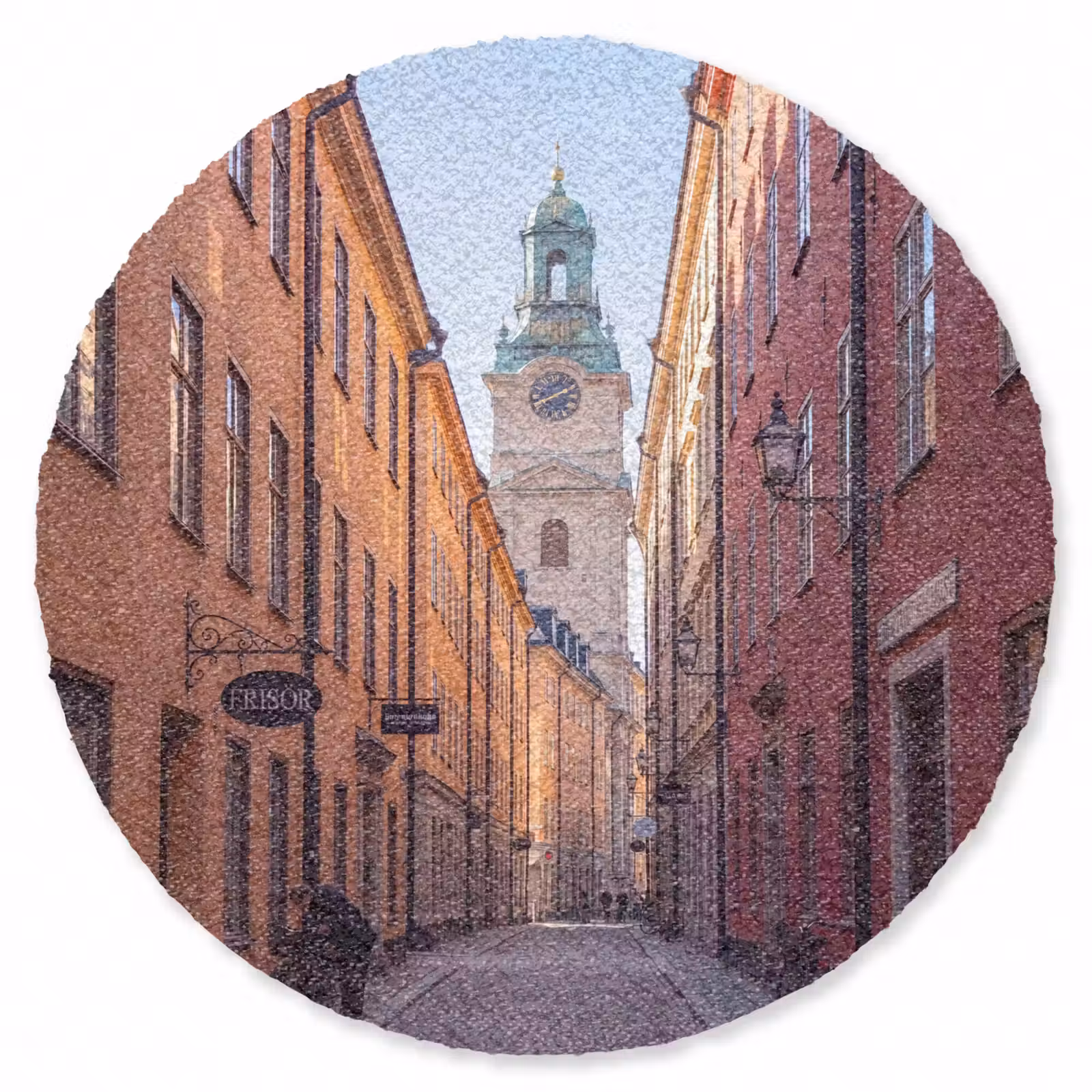 Teppich - Straße – Glockenturm – Stadt – Architektur – Historisch - Straat - Klokkentoren - Stad - Architectuur - Historisch Vloerkleed Rond klein