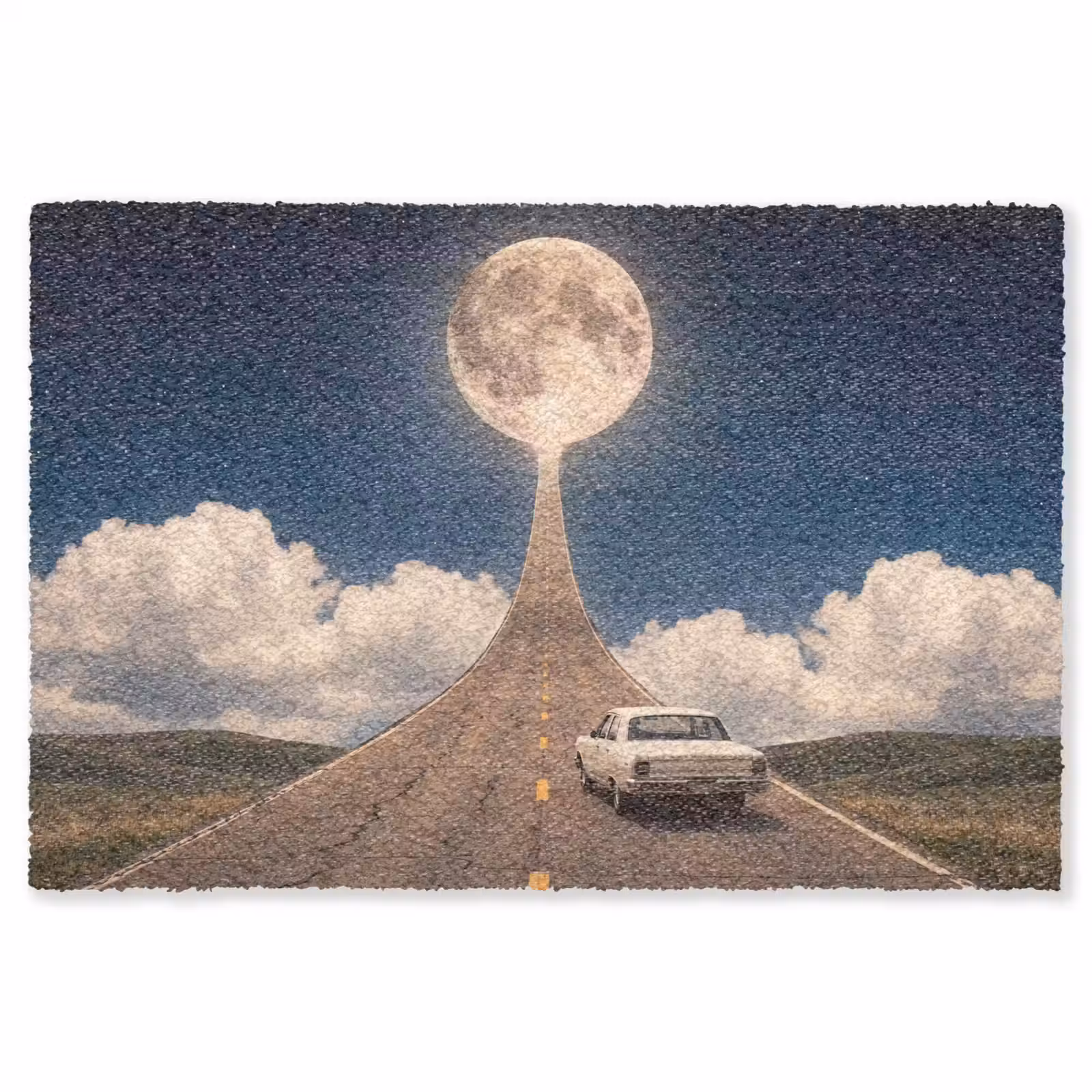 Teppich - Straße – Mond – Nacht - Weg - Maan - Nacht Vloerkleed Rechthoek klein