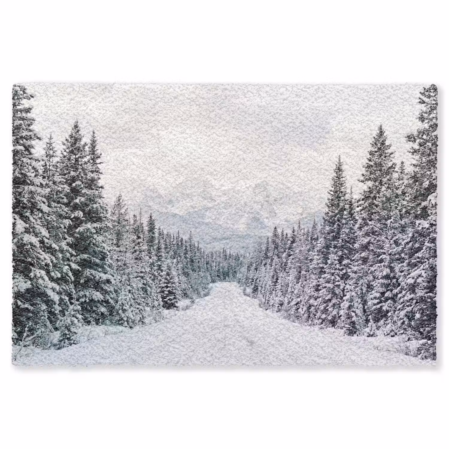 Weg - Sneeuw - Naaldbos - Winter - Avontuurlijk Vloerkleed Rechthoek klein -3d