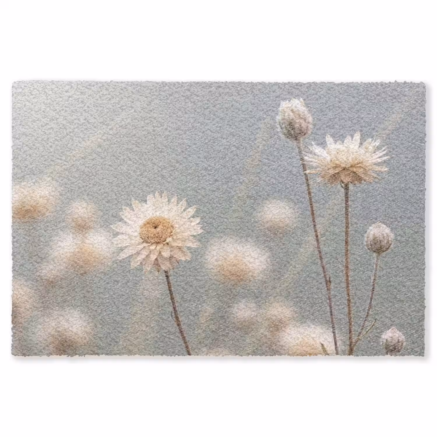 Strobloemen - Wit - Daglicht Vloerkleed Rechthoek klein -3d