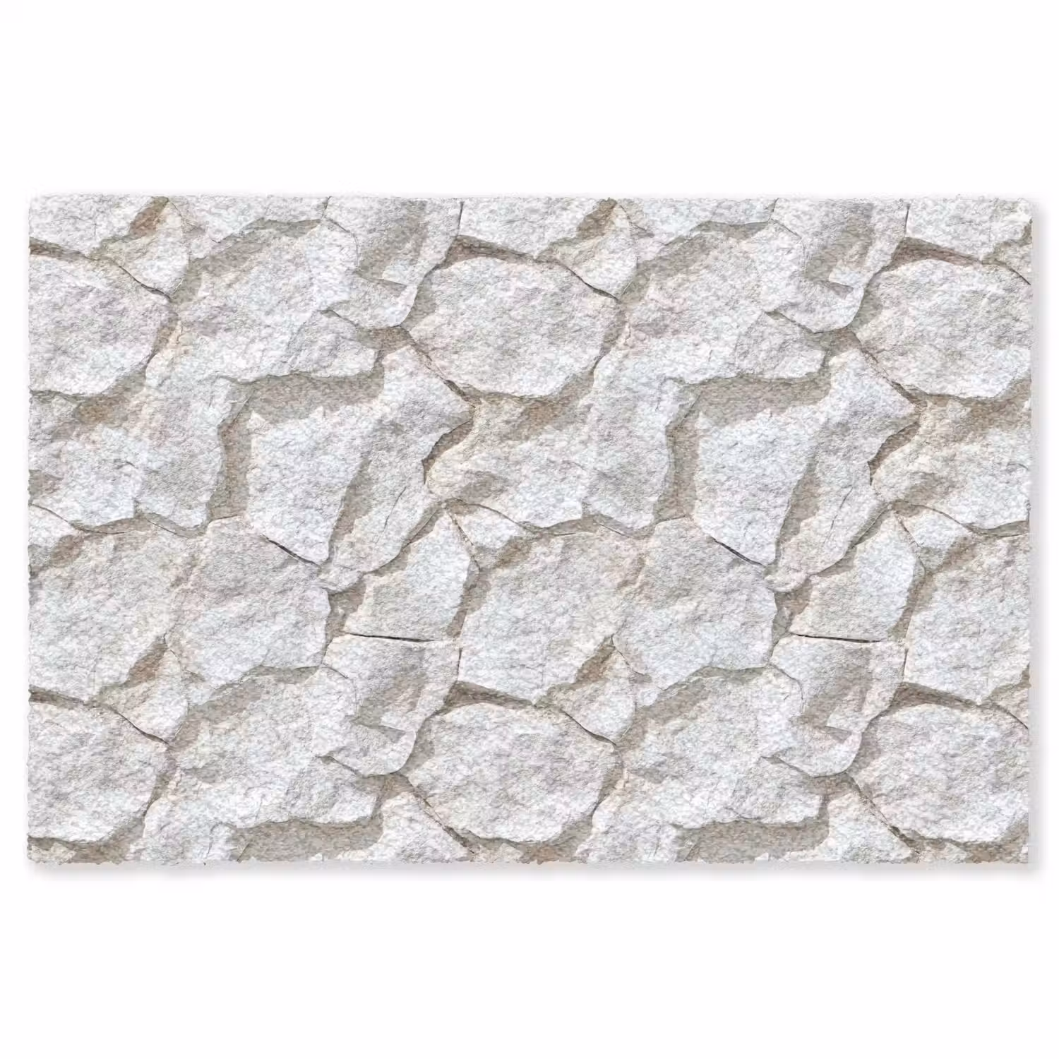 Structuur - Rots - Wit Vloerkleed Rechthoek klein 1091 -3d