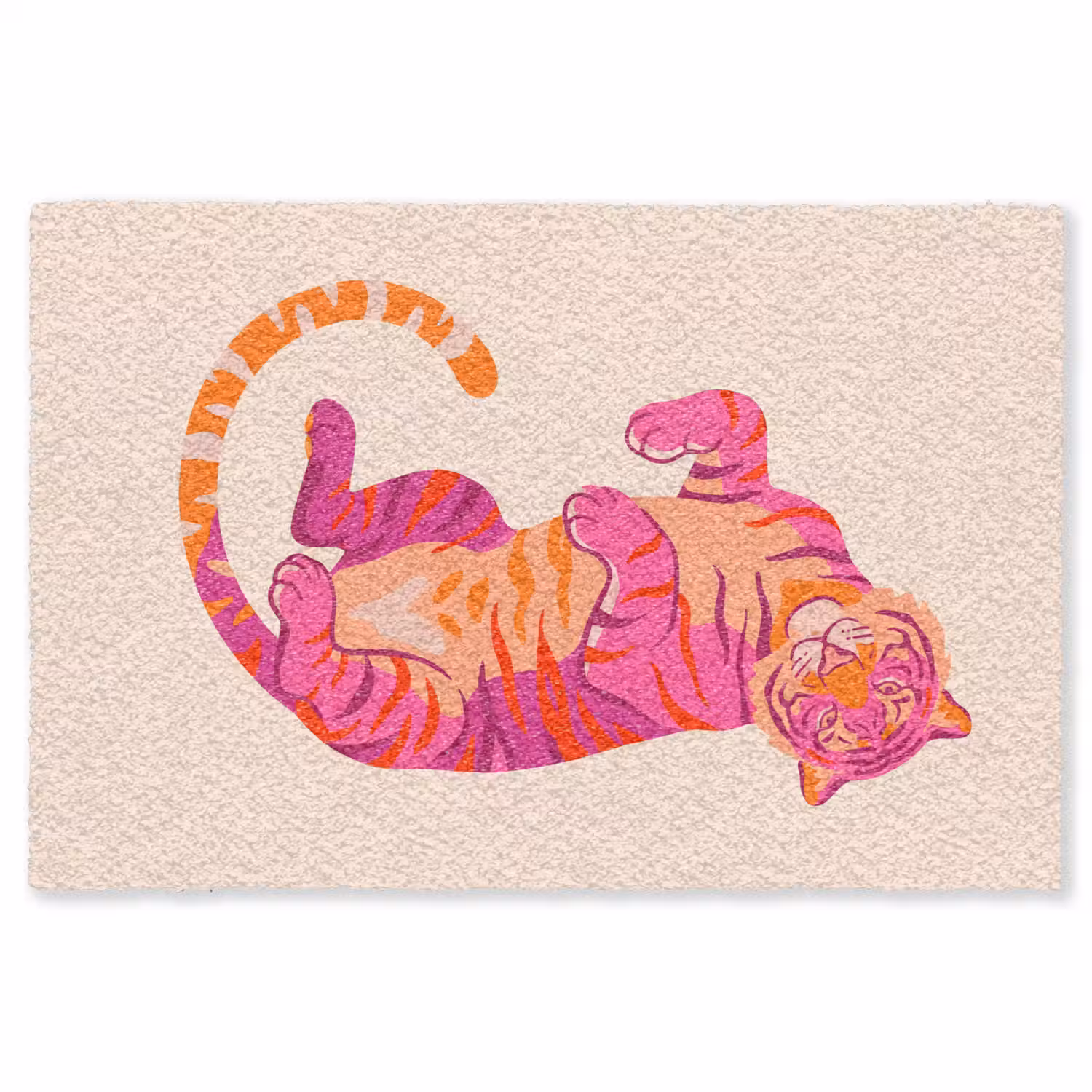 Tijger - Roze - Oranje Vloerkleed Rechthoek klein -3d
