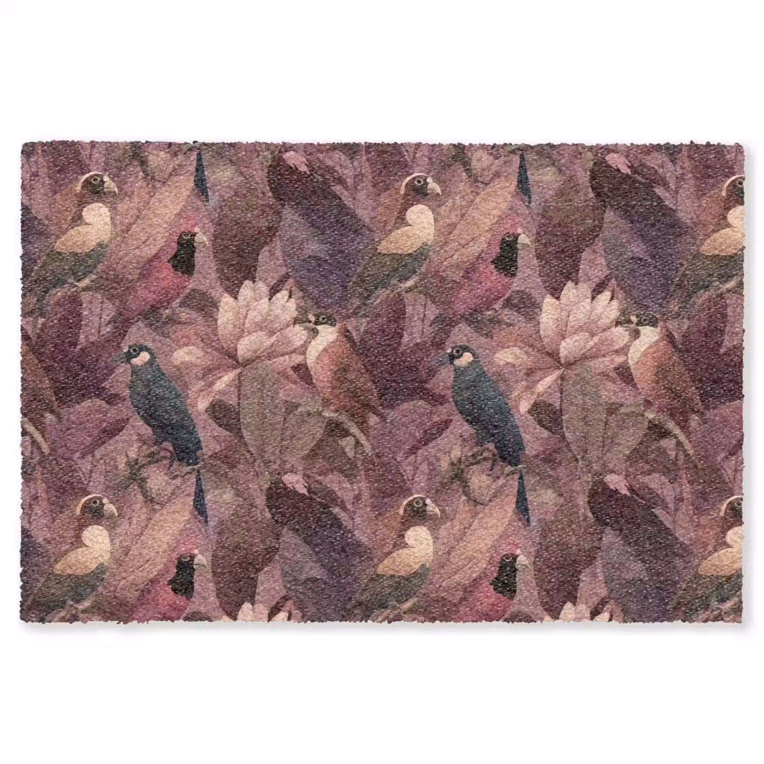 Vogels - Bladeren - Roze Vloerkleed Rechthoek klein 1091 -3d