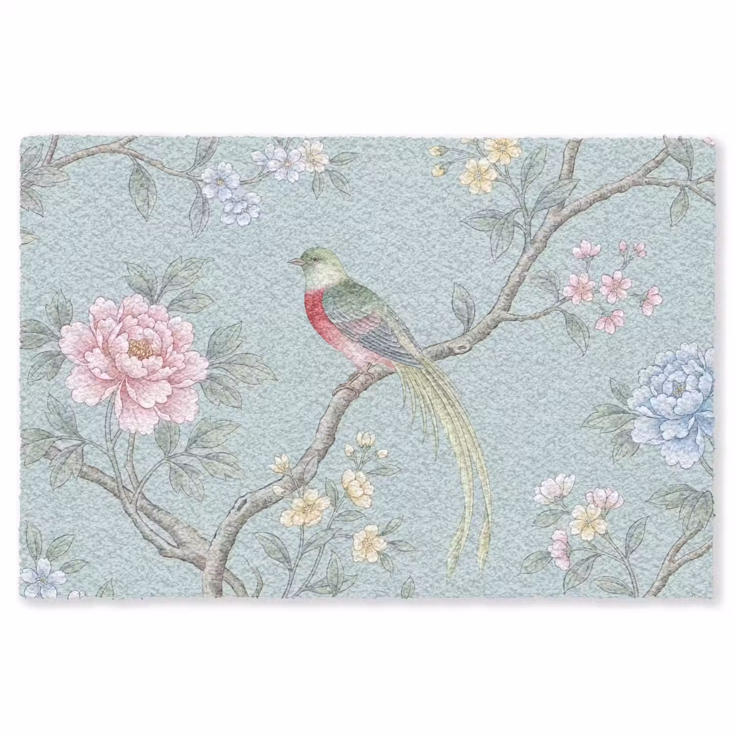 Vogel - Bloemen - Kleurrijk Vloerkleed Rechthoek klein -3d