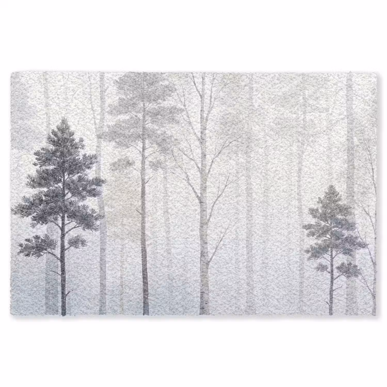Bos - Bomen - Mist - Natuur - Illustratie - Grijs Vloerkleed Rechthoek klein -3d