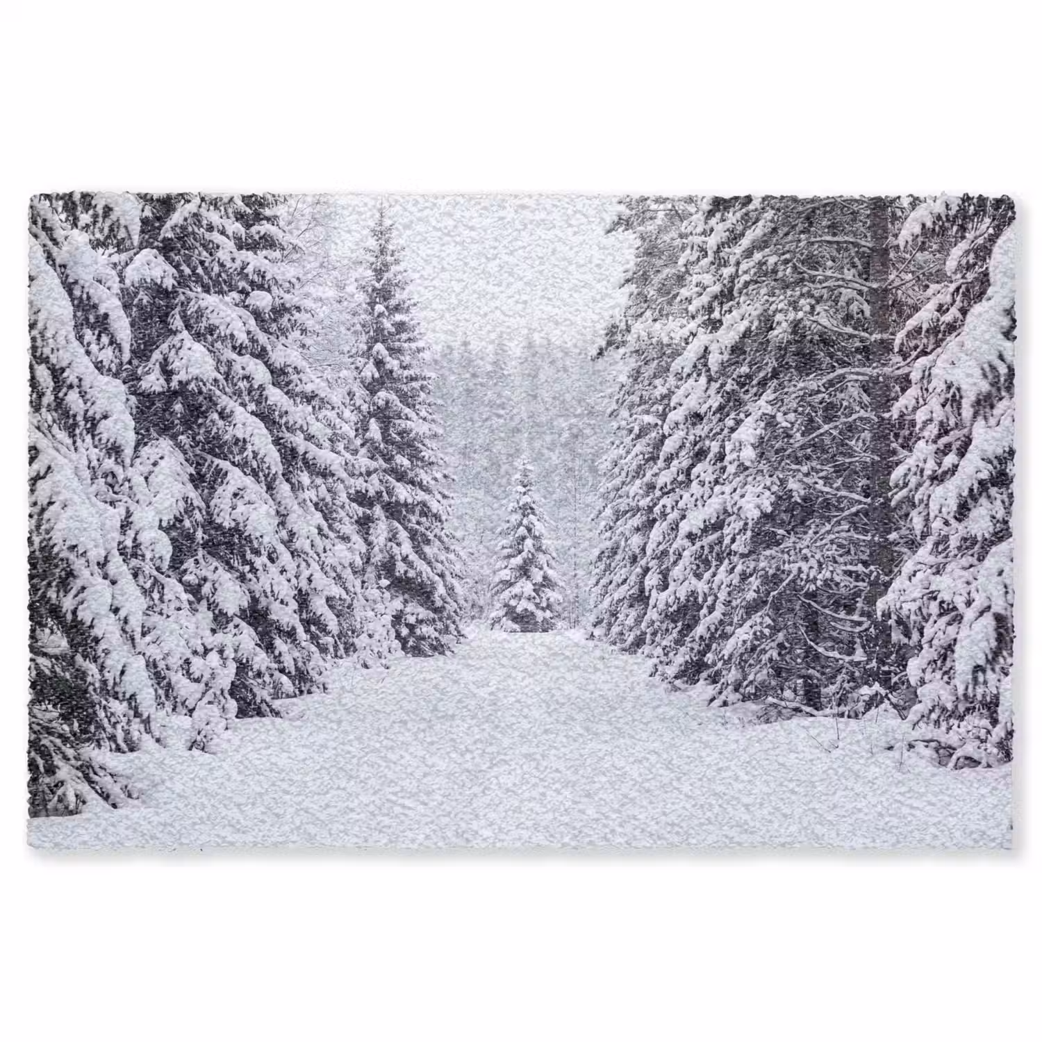 Bos - Winter - Sneeuw - Pad - Natuur Vloerkleed Rechthoek klein -3d
