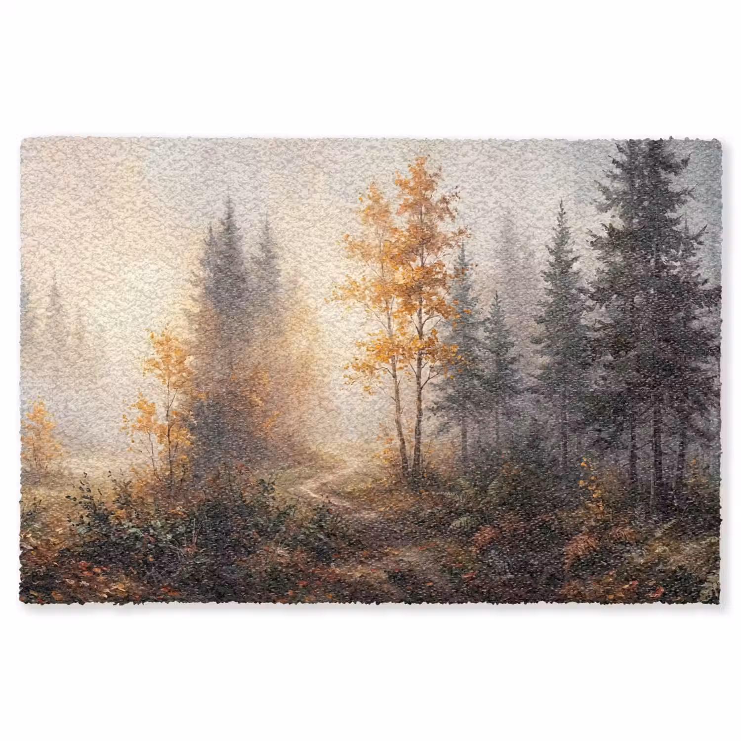 Bospad - Herfstbladeren - Natuur - Schilderachtig - Oranje Vloerkleed Rechthoek klein -3d