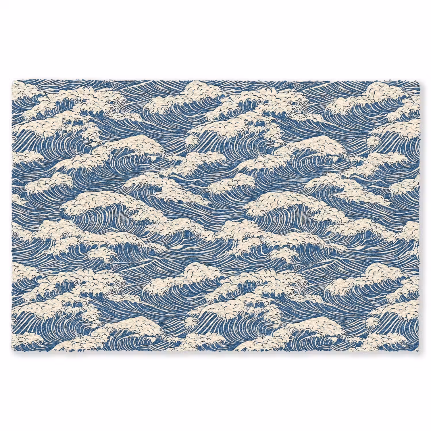 Golven - Klassiek - Blauw Vloerkleed Rechthoek klein 1091 -3d