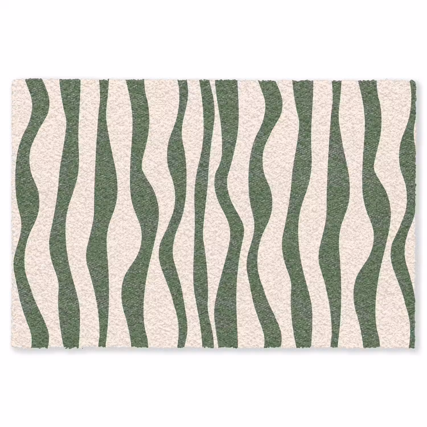 Golvende lijnen - Beige - Groen - Strepen - Abstract Vloerkleed Rechthoek klein -3d