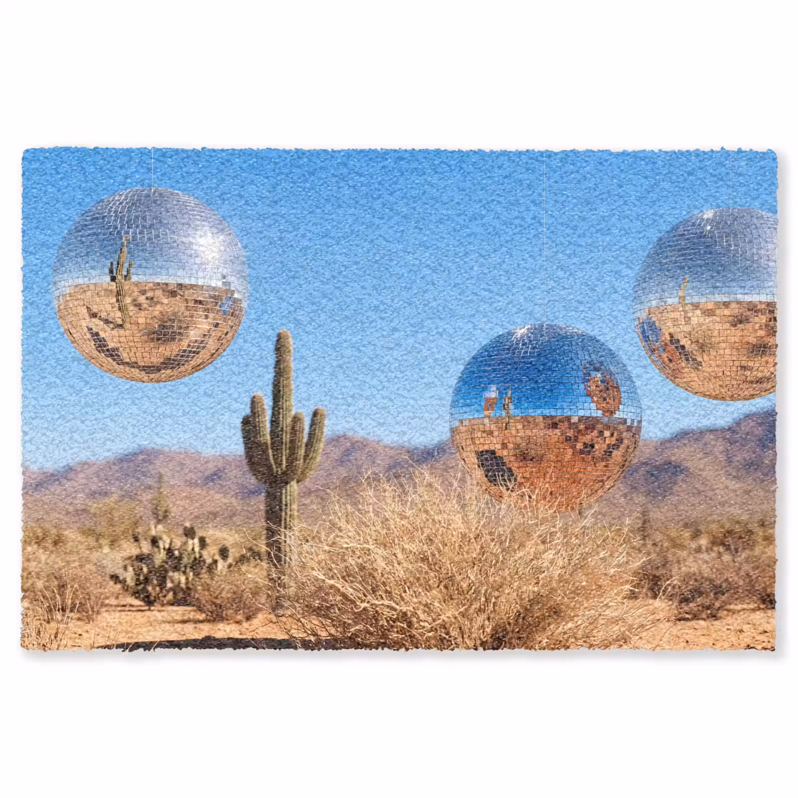 Teppich - Wüste – Spiegelkugel – Kunst - Woestijn - Spiegelbal - Kunst Vloerkleed Rechthoek klein
