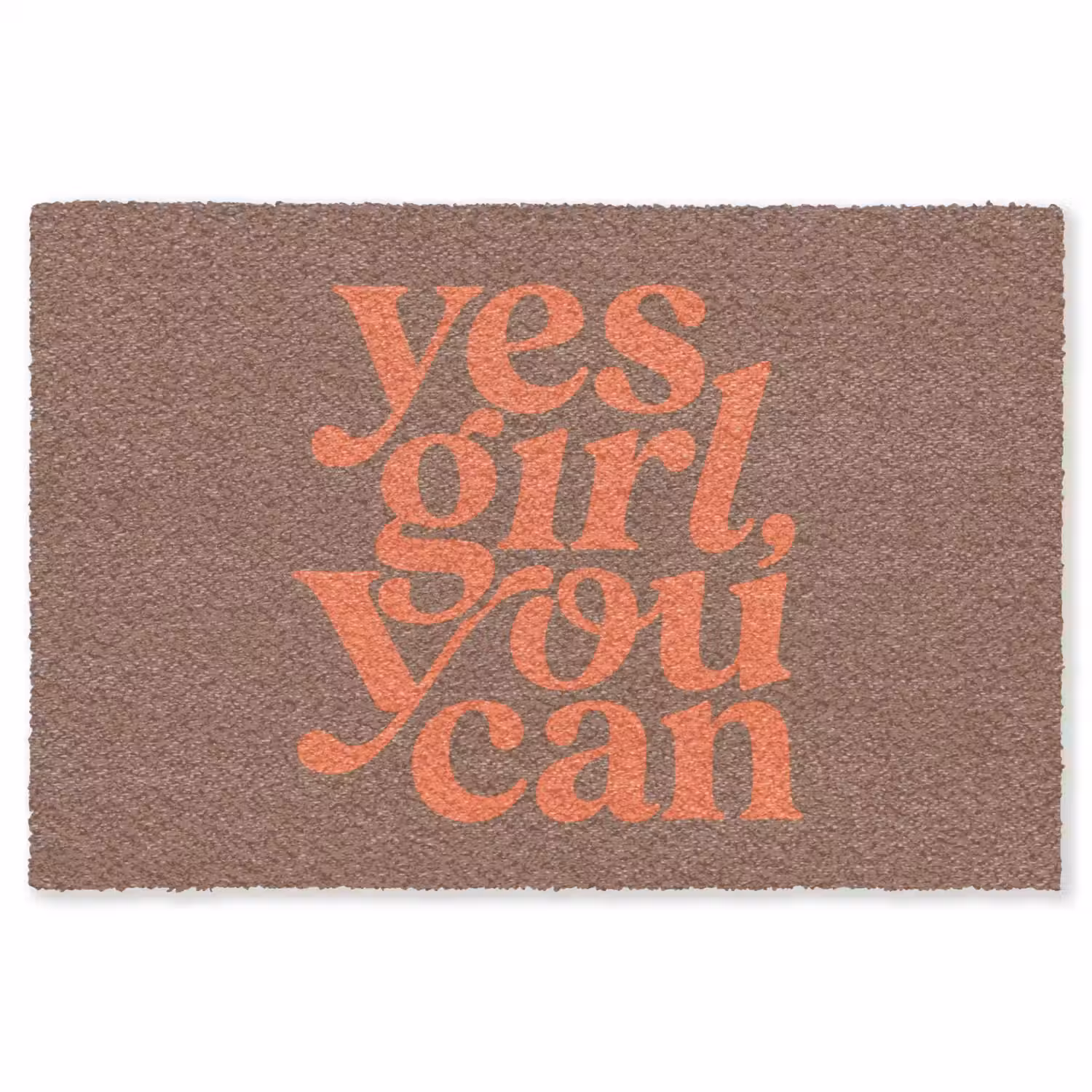 Yes girl you can - Oranje - Bruin Vloerkleed Rechthoek klein -3d
