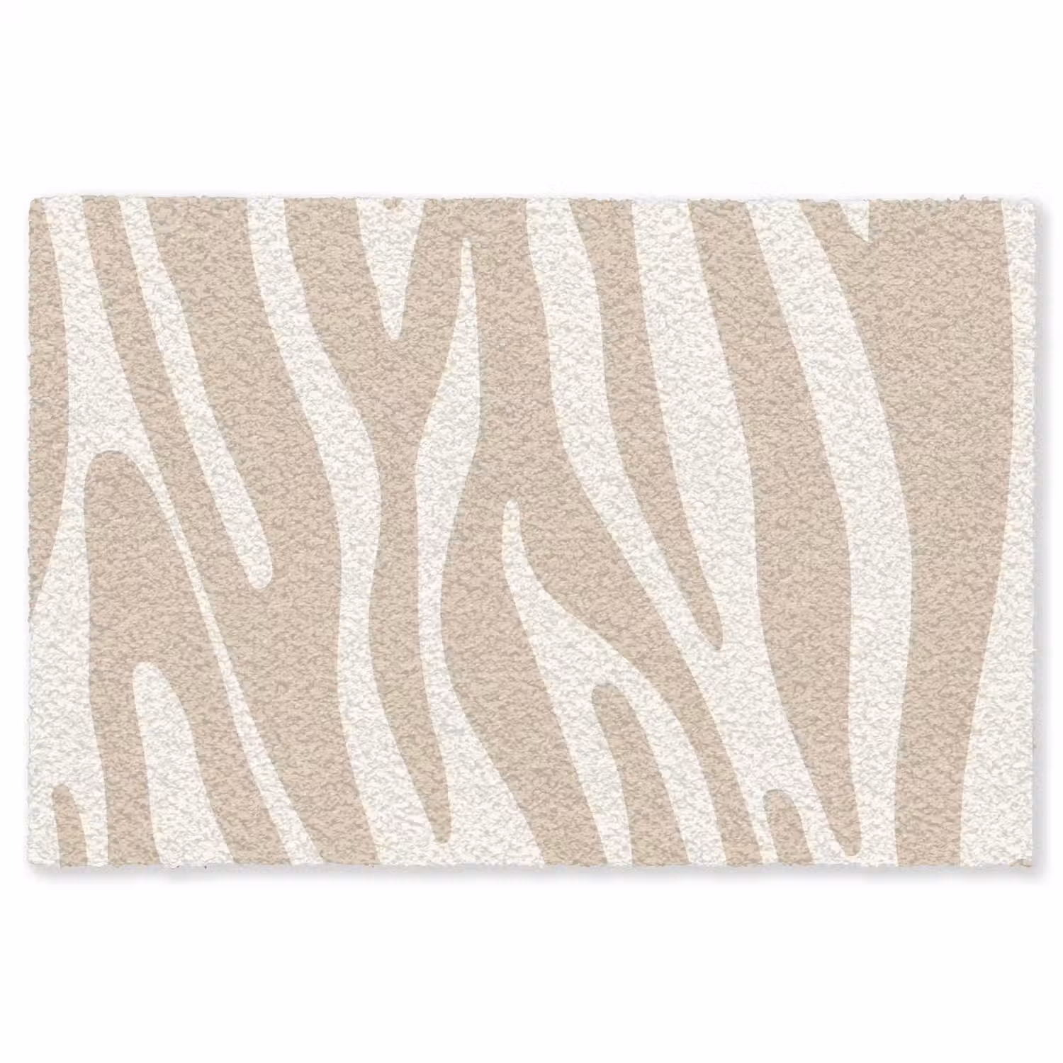 Zebraprint - Beige - Wit - Dierenprint Vloerkleed Rechthoek klein -3d