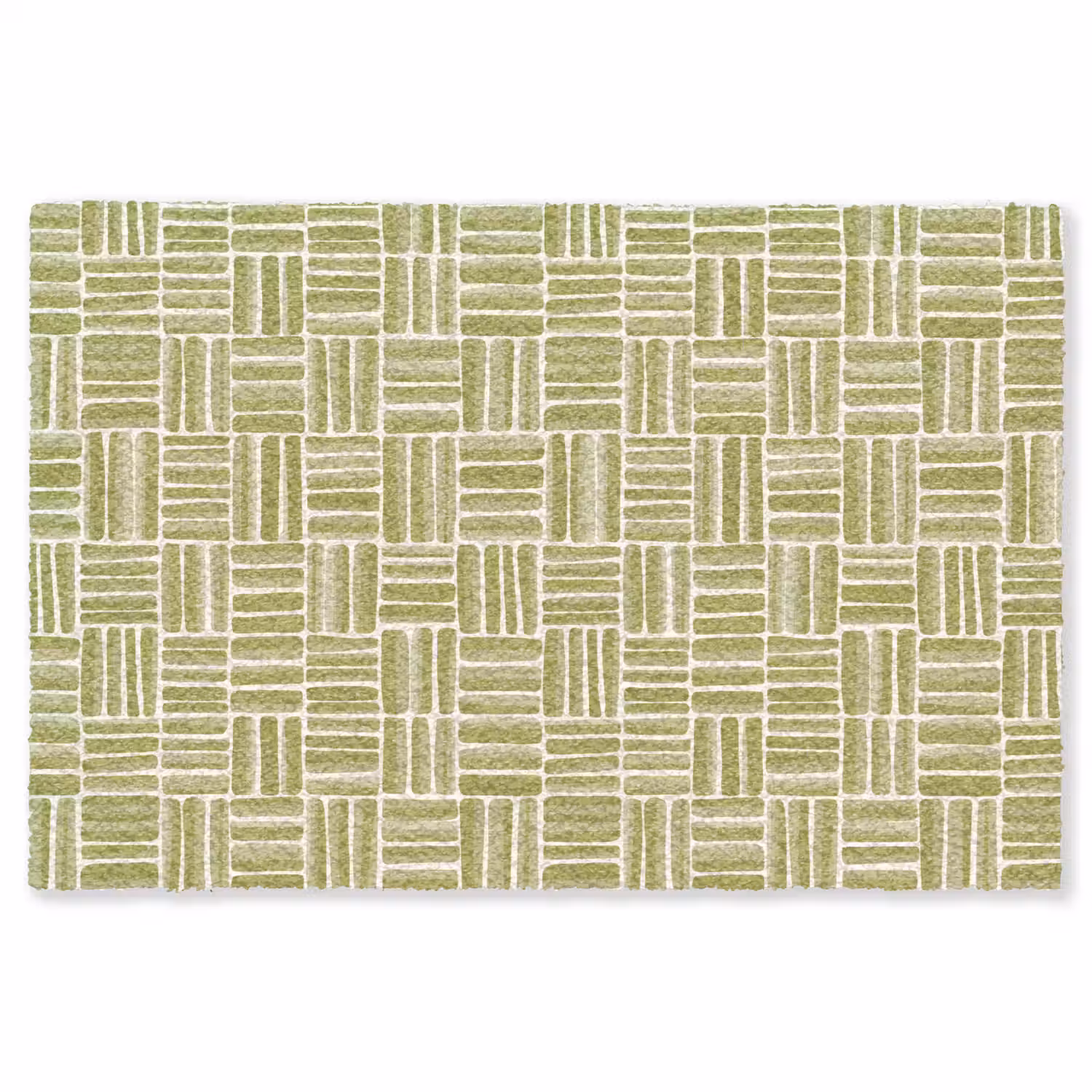 Vlecht - Patroon - Groen Vloerkleed Rechthoek klein 1091 -3d