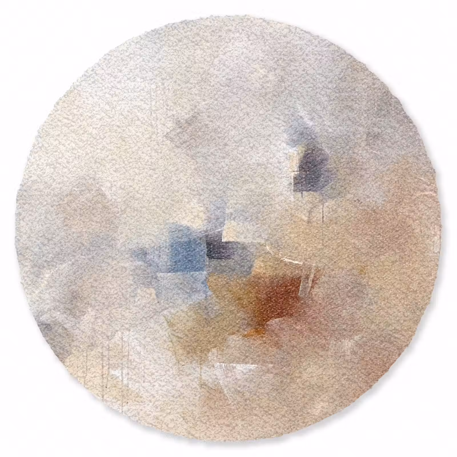 Teppich - Zusammenfassung – Pinselstriche – Modern – Beige – Kunst - Abstract - Borstelstreken - Modern - Beige - Kunst Vloerkleed Rond klein