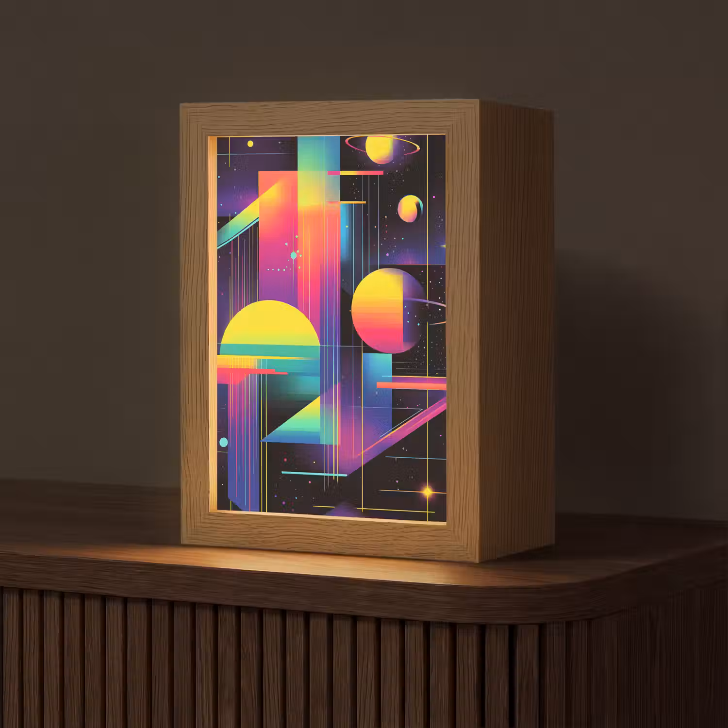 Abstract - Vormen - Kleurrijk - Lijnen Light Box met kabel (Tafellamp) klein -z3d_website