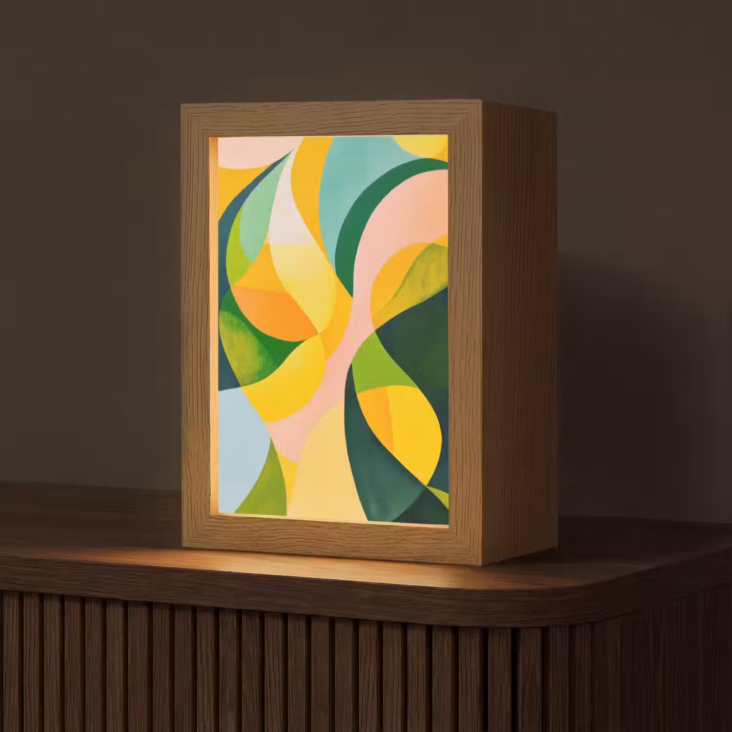 Abstract - Geel - Roze - Groen Light Box met kabel (Tafellamp) klein -z3d_website