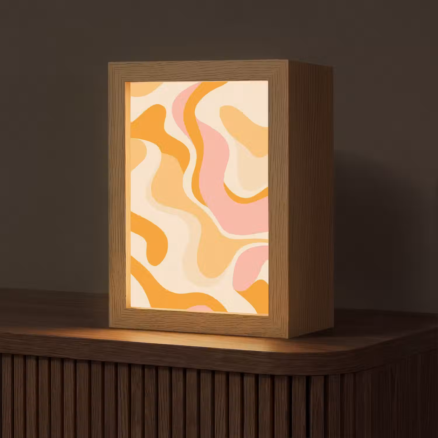 Abstract - Golvend - Oranje Light Box met kabel (Tafellamp) klein -z3d_website