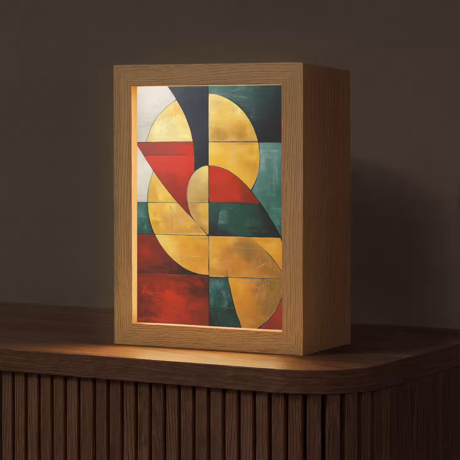 Abstract - Kerst - Goud - Rood - Groen Light Box met kabel (Tafellamp) klein -z3d_website