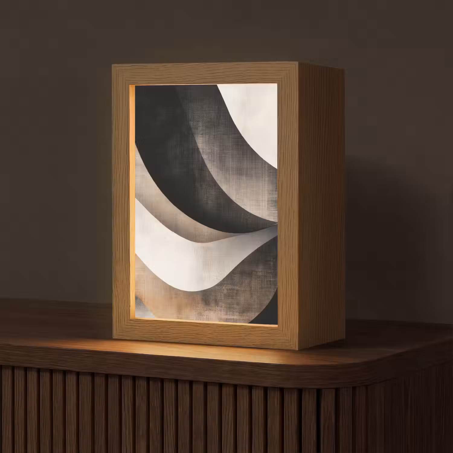 Abstract - Golven - Zwart - Verweerd Light Box met kabel (Tafellamp) klein -z3d_website