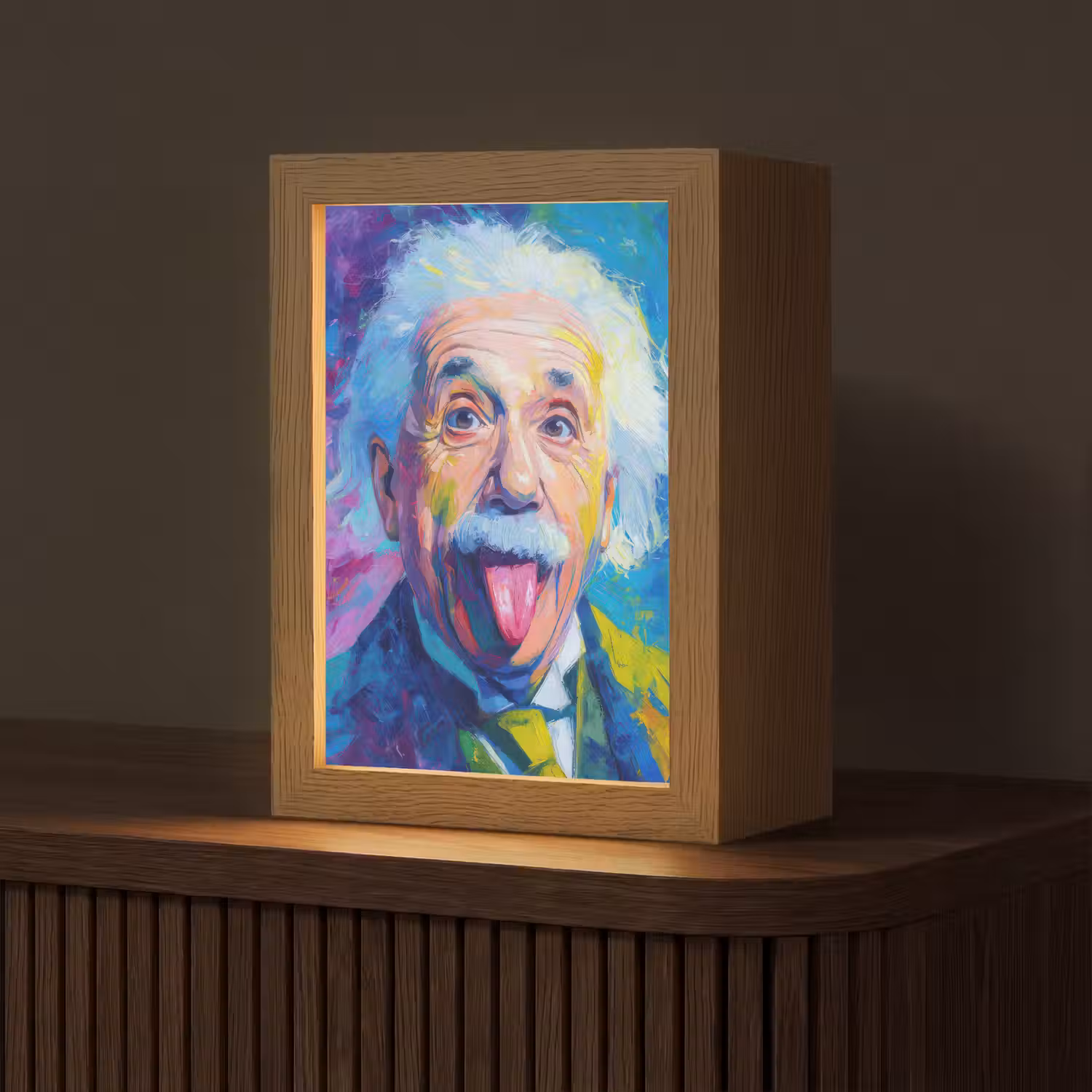 Oude man - Expressief - Kleurrijk Light Box met kabel (Tafellamp) klein -z3d_website
