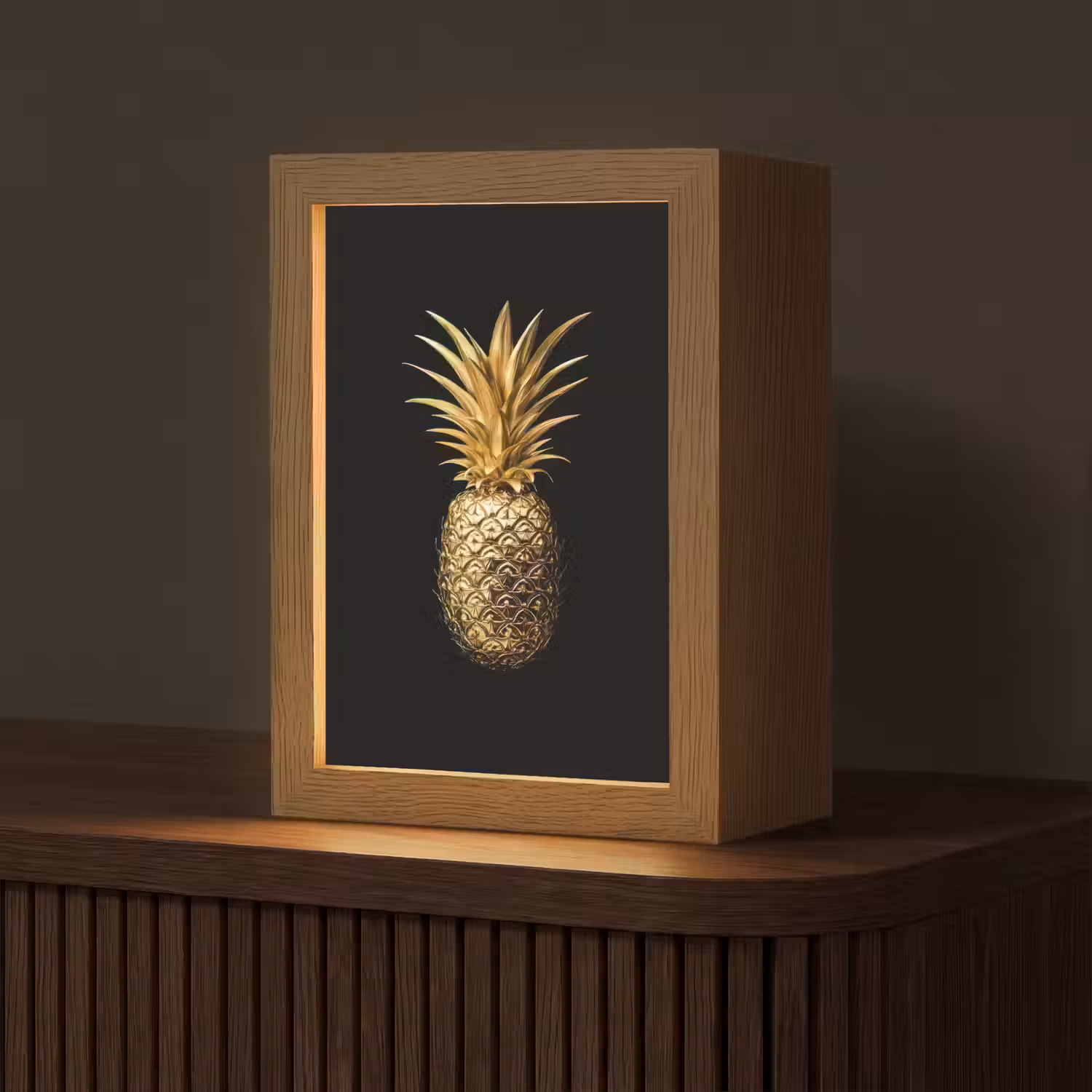 Ananas - Zwart - Goud - Luxe Light Box met kabel (Tafellamp) klein -z3d_website