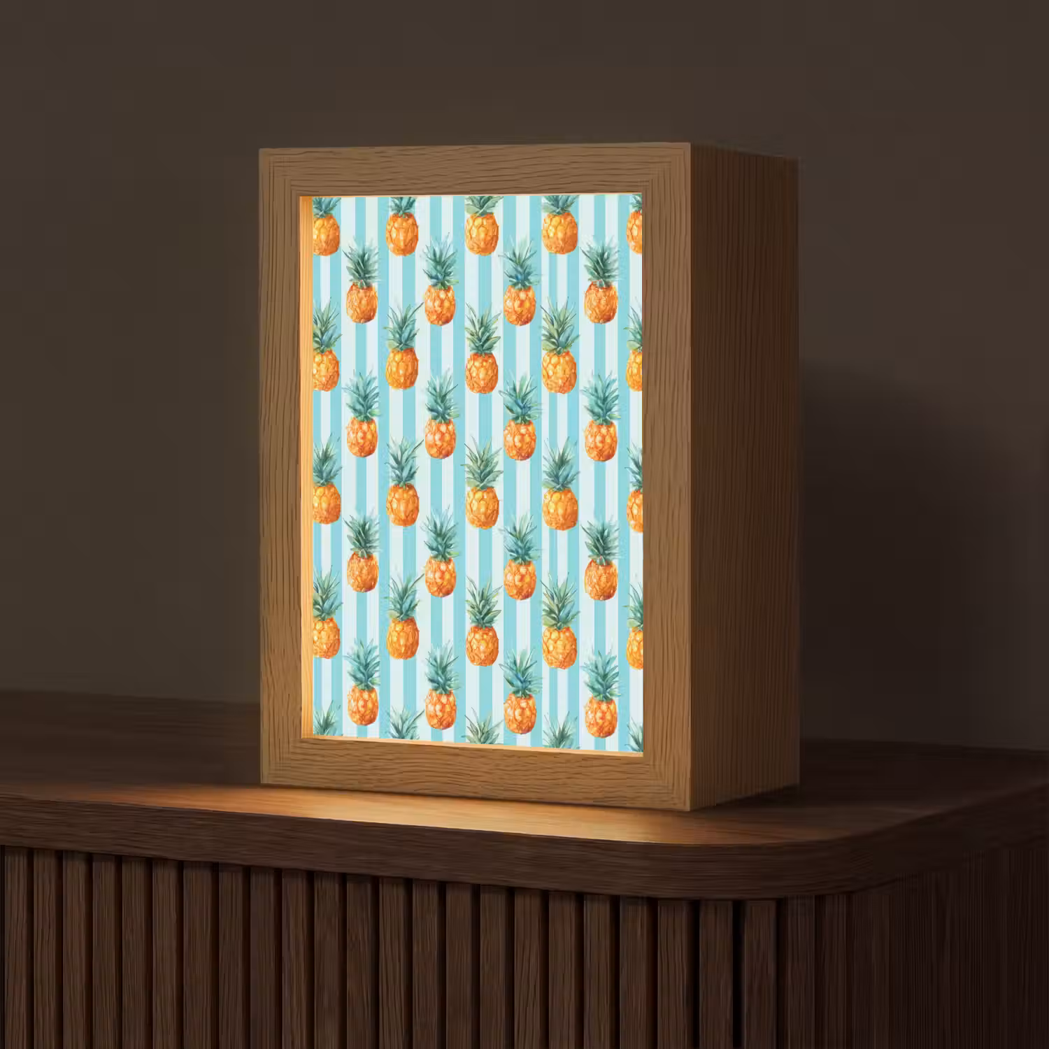 Ananas - Strepen - Groen Light Box met kabel (Tafellamp) klein 925 -z3d_website