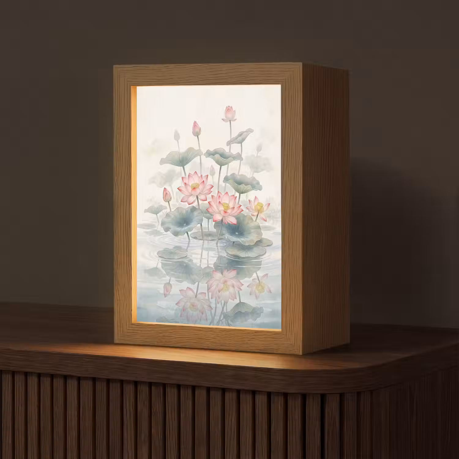Aquarel - Lotusbloemen - Kleurrijk Light Box met kabel (Tafellamp) klein -z3d_website
