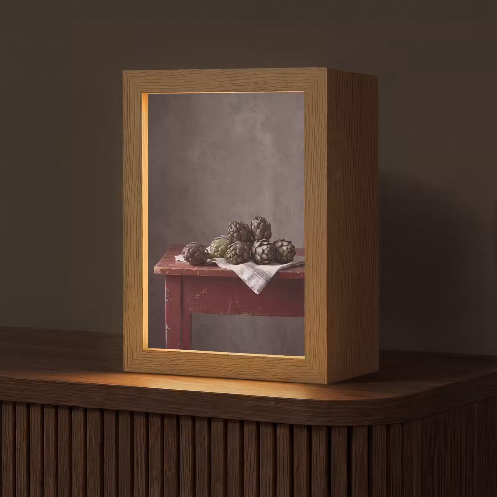 Tischlampe - Artischocke – Essen – Rustikal - Artisjok - Eten - Rustiek Light Box met kabel (Tafellamp) klein