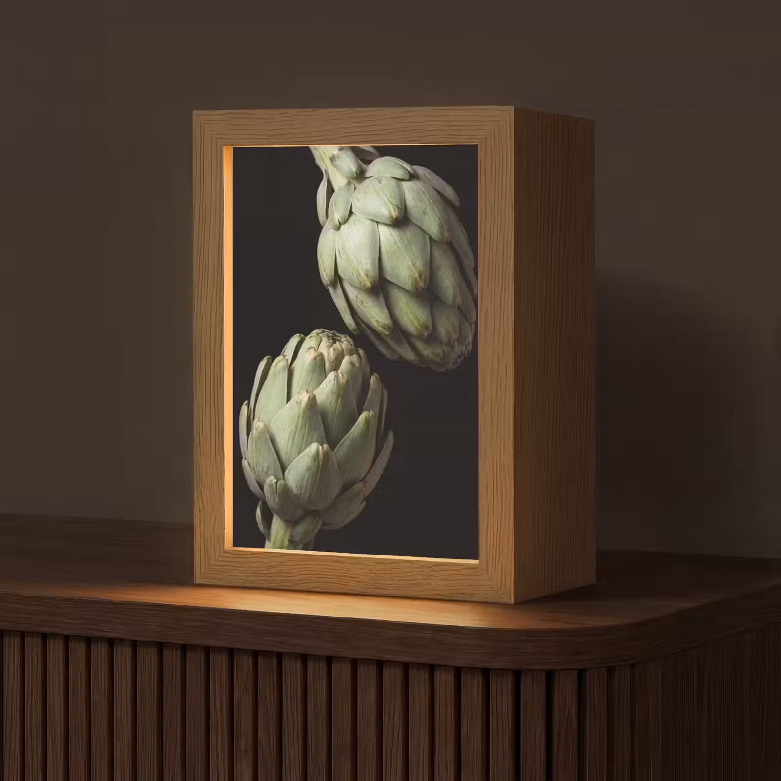 Tischlampe - Artischocke – Grün – Essen - Artisjok - Groen - Eten Light Box met kabel (Tafellamp) klein