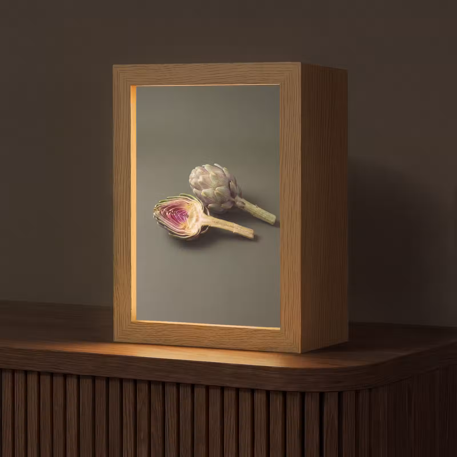 Tischlampe - Artischocke – Violett – Lebensmittel - Artisjok - Paars - Voedsel Light Box met kabel (Tafellamp) klein