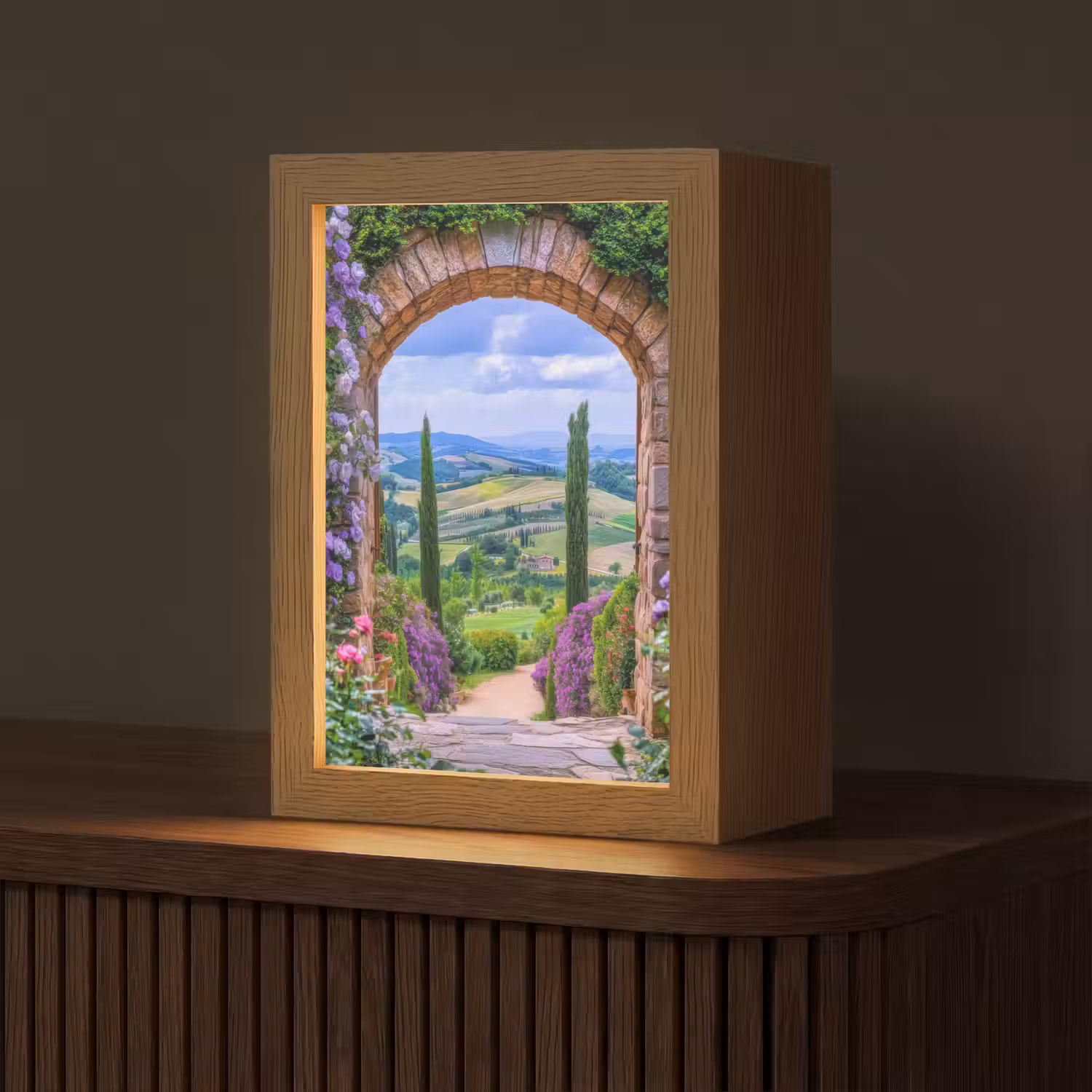 Doorkijk - Toscane - Landschap - Poort Light Box met kabel (Tafellamp) klein -z3d_website