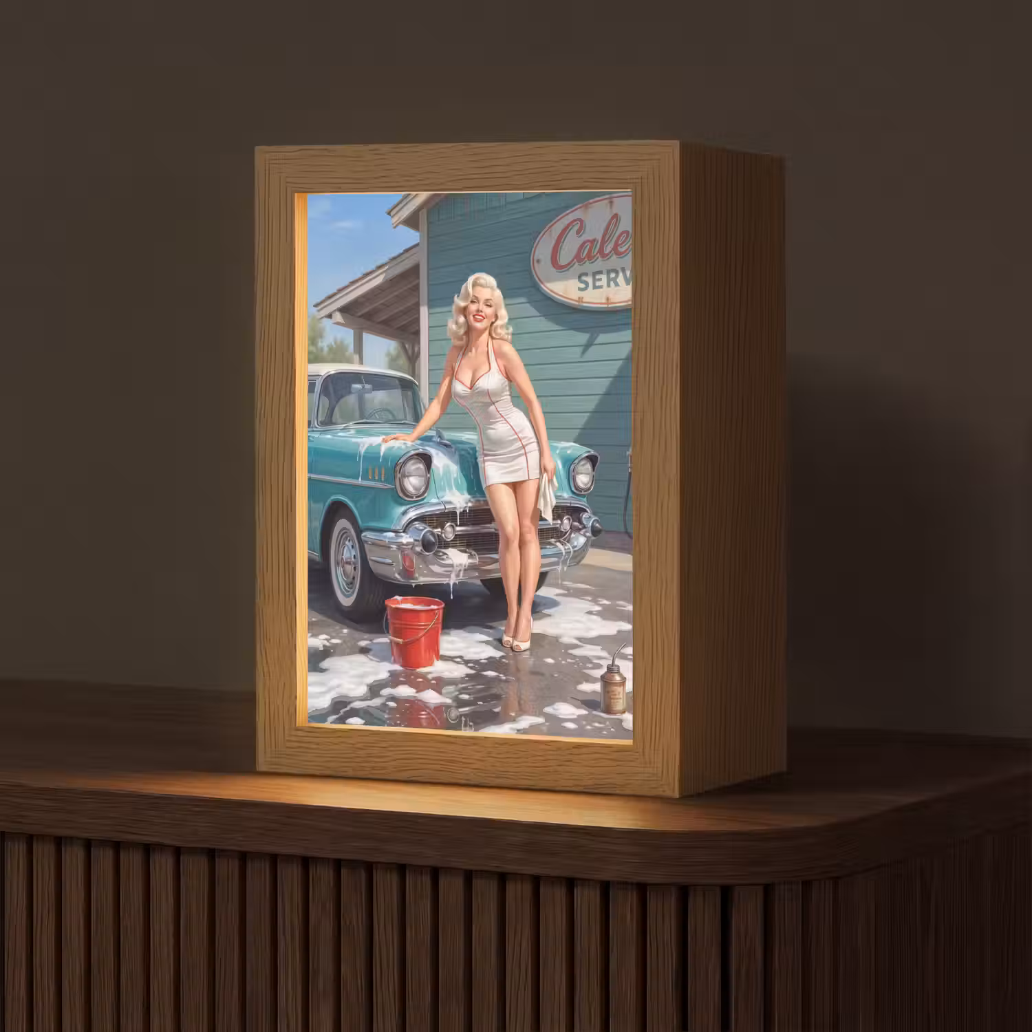 Auto - Vrouw - Groen Light Box met kabel (Tafellamp) klein -z3d_website