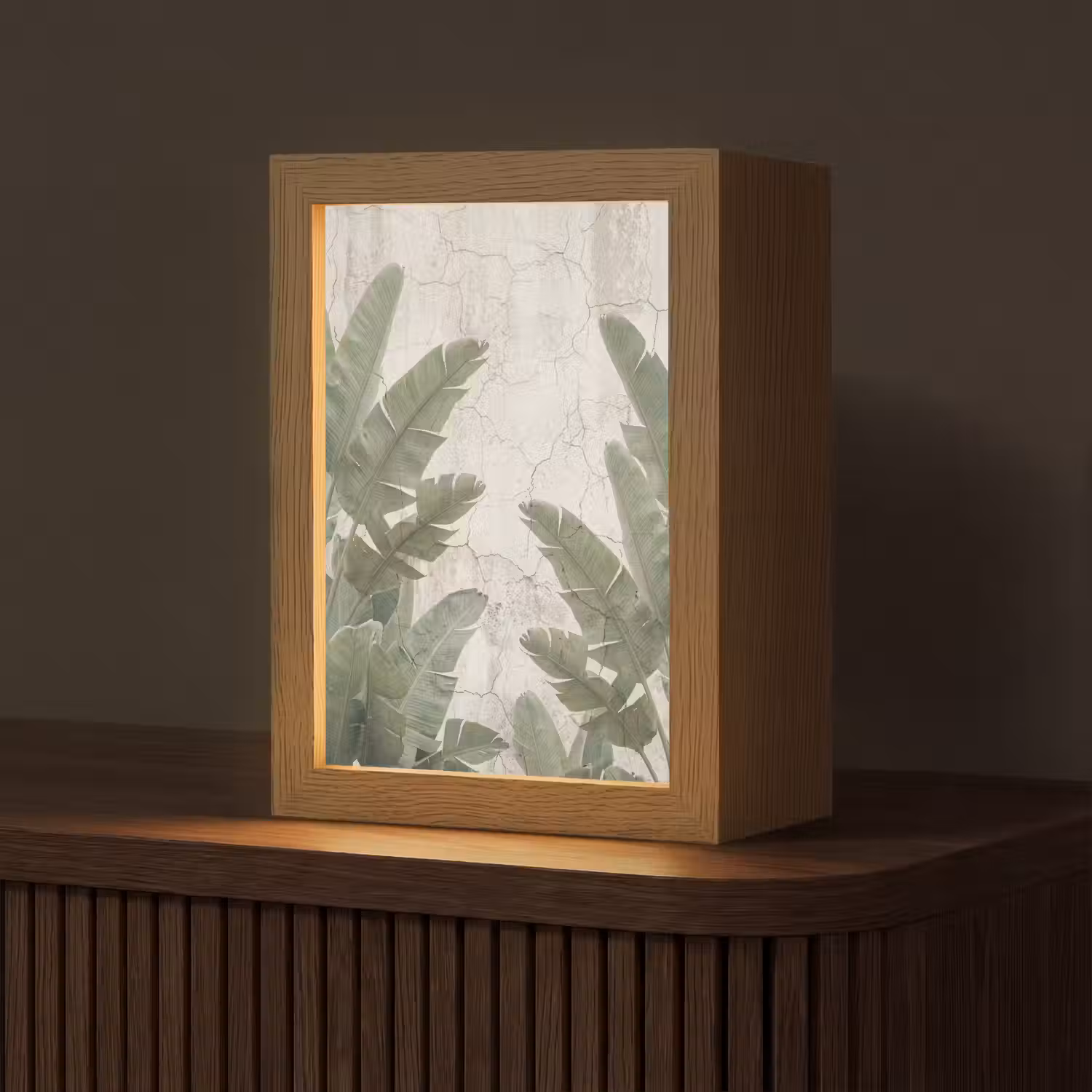Bananenbladeren - Beton - Groen Light Box met kabel (Tafellamp) klein -z3d_website