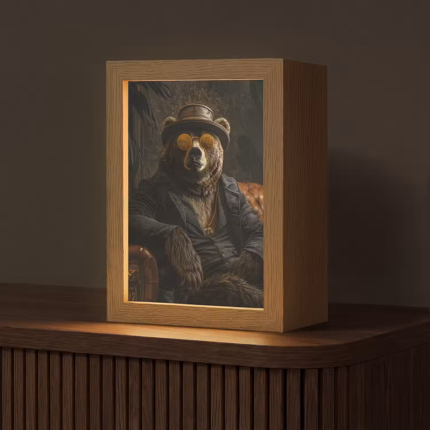 Beer - Bruin - Pak - Hoed Light Box met kabel (Tafellamp) klein -z3d_website